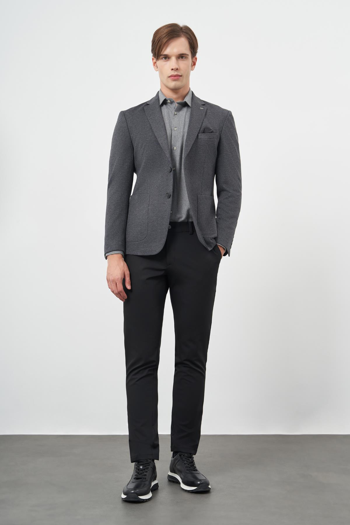 Örme Mono Yaka 6 Drop Slim Fit Ceket 1002245153