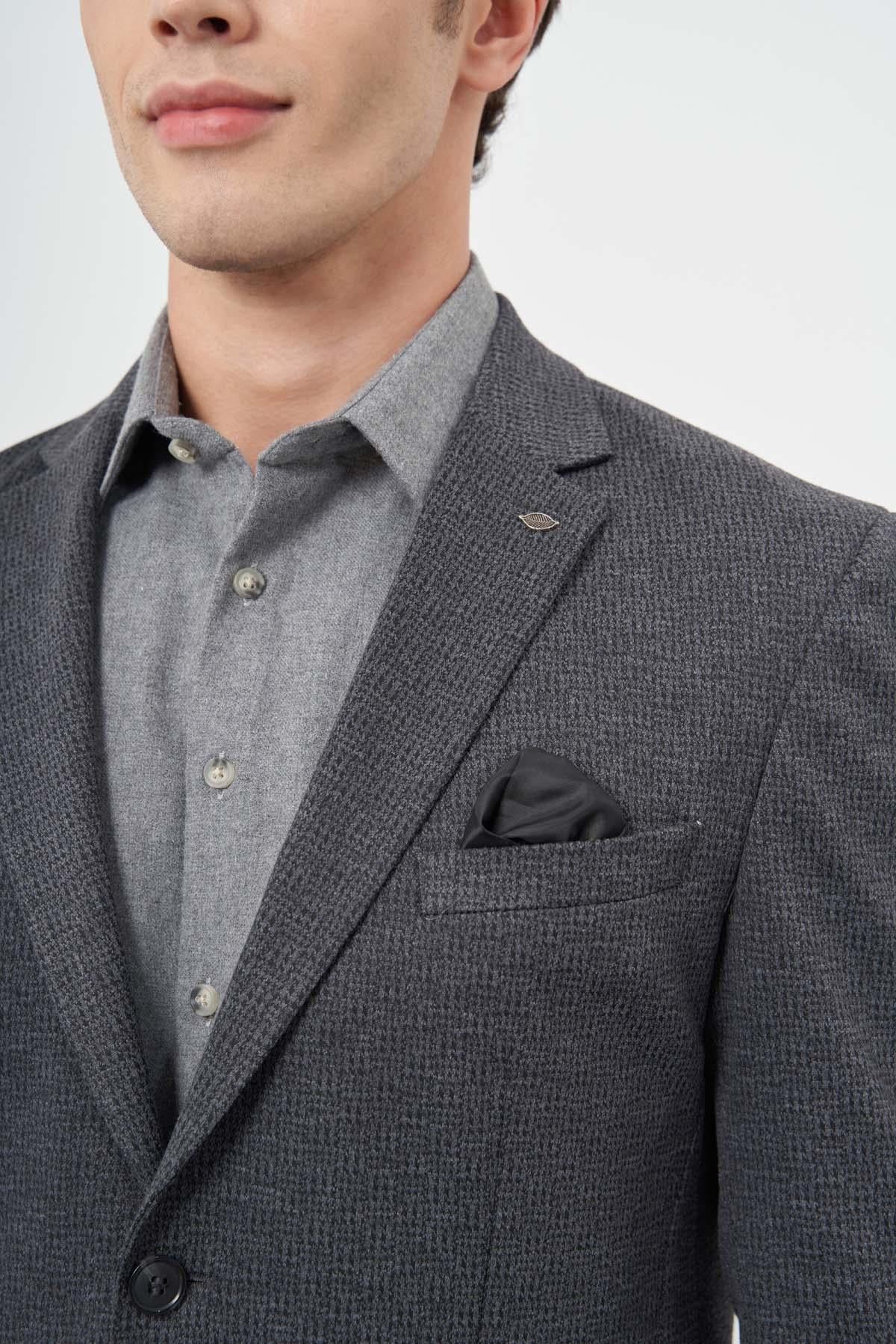 Örme Mono Yaka 6 Drop Slim Fit Ceket 1002245153