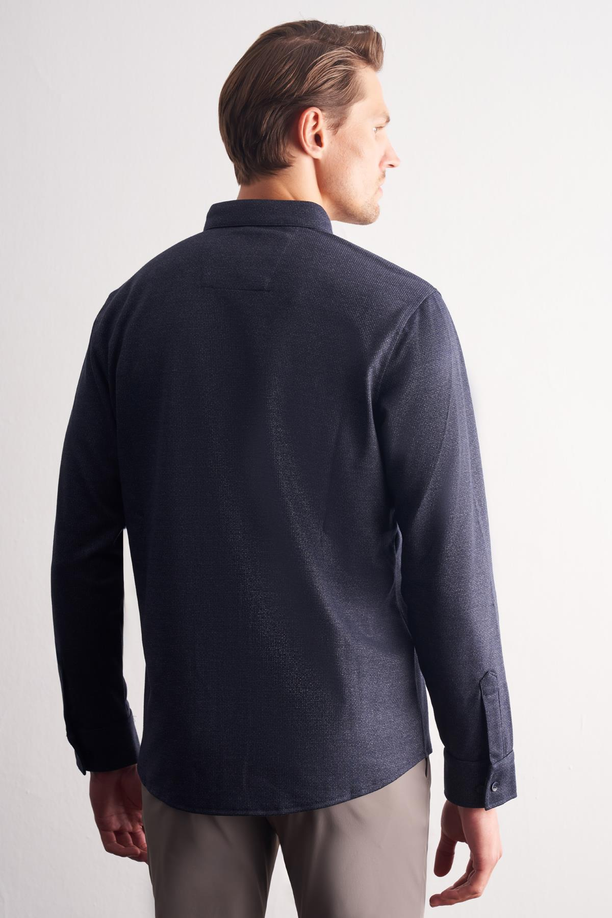 Smart Düğmeli Yaka Uzun Kol Cepsiz Slim Fit Casual Gömlek 1004255171