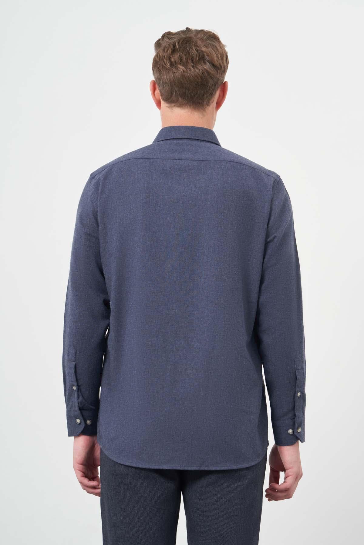 Uzun Kol Düz Gabardin Sert Yaka Cepli Pamuklu Classic Comfort Fit Gömlek 1004245168