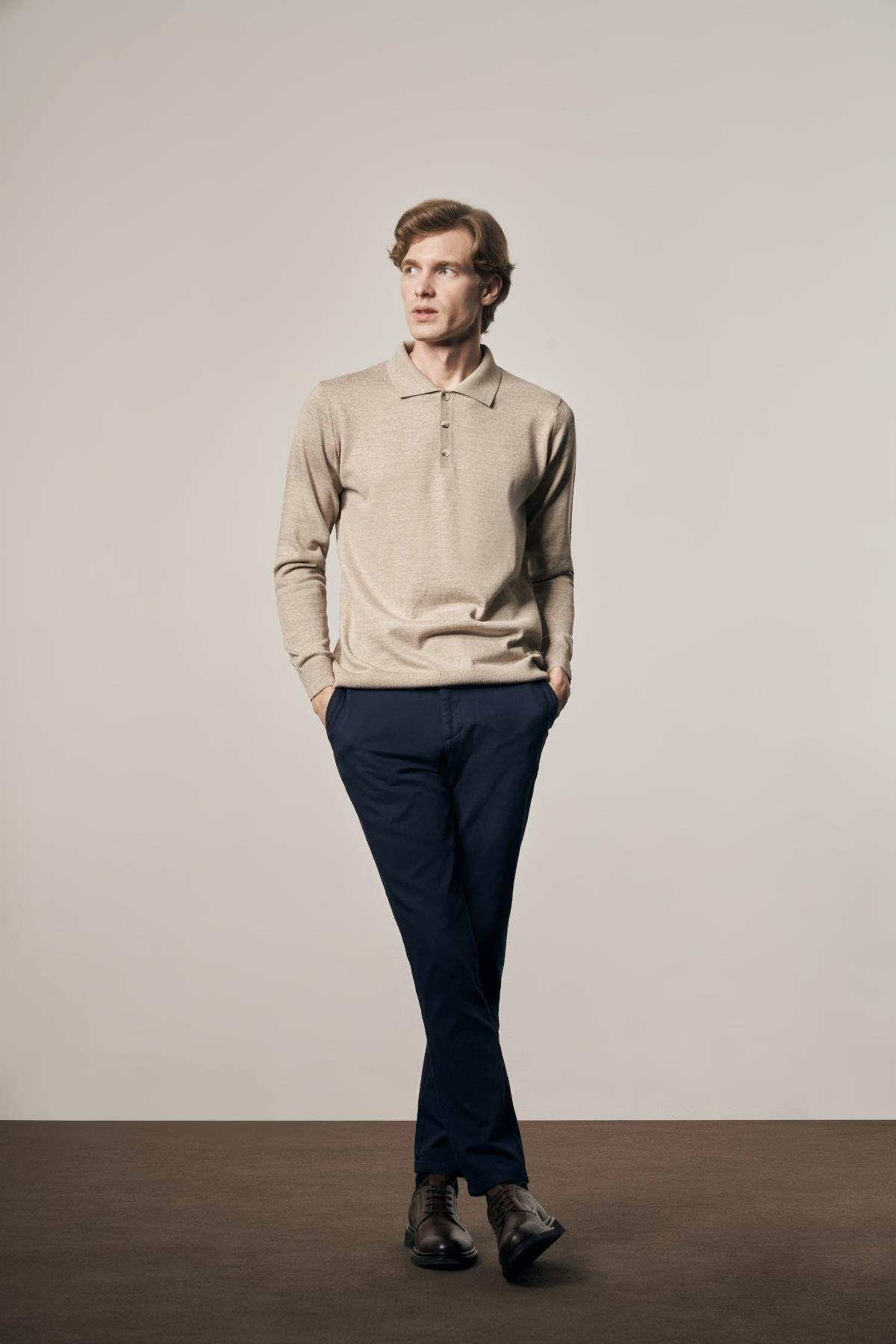 Yan Cep Düz Paça Pamuklu Slim Fit Chino Casual Pantolon 1003255161