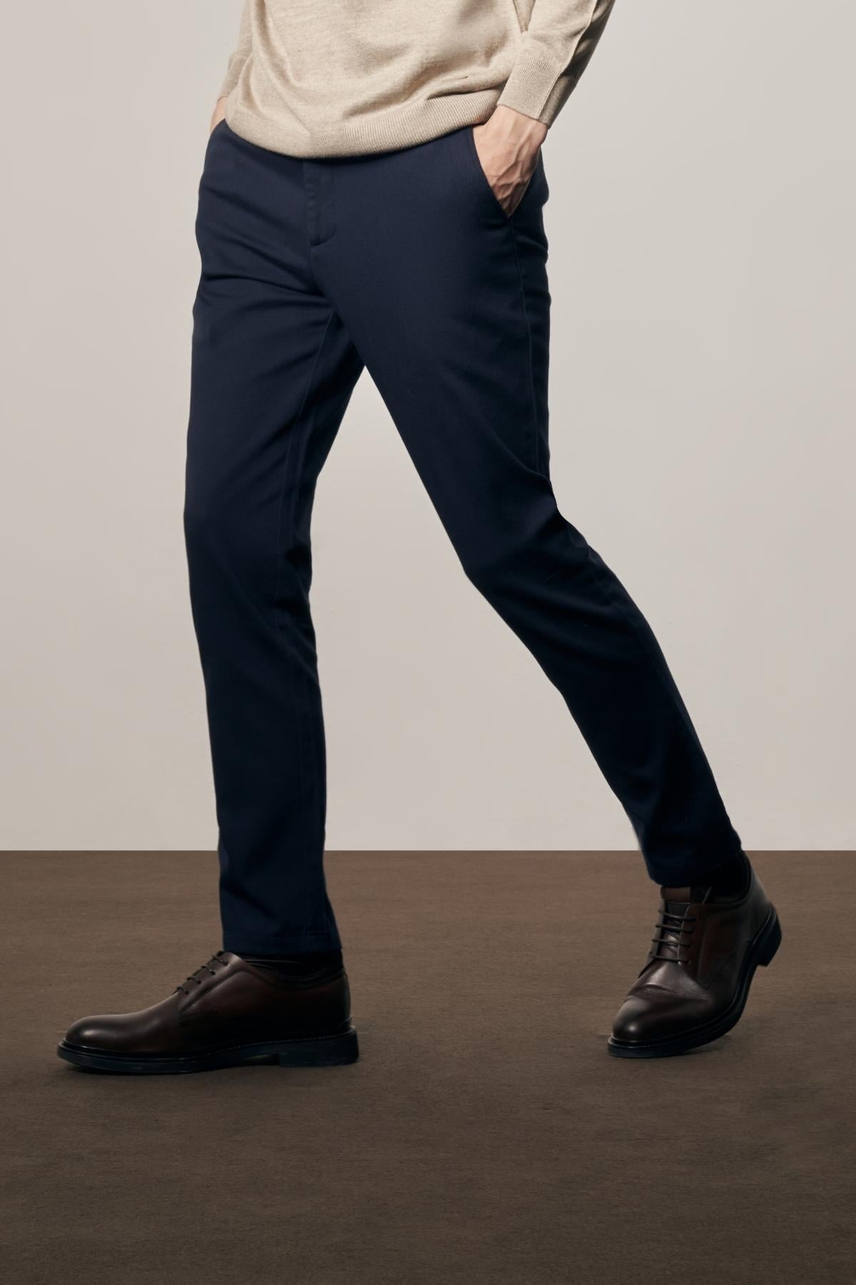 Yan Cep Düz Paça Pamuklu Slim Fit Chino Casual Pantolon 1003255161