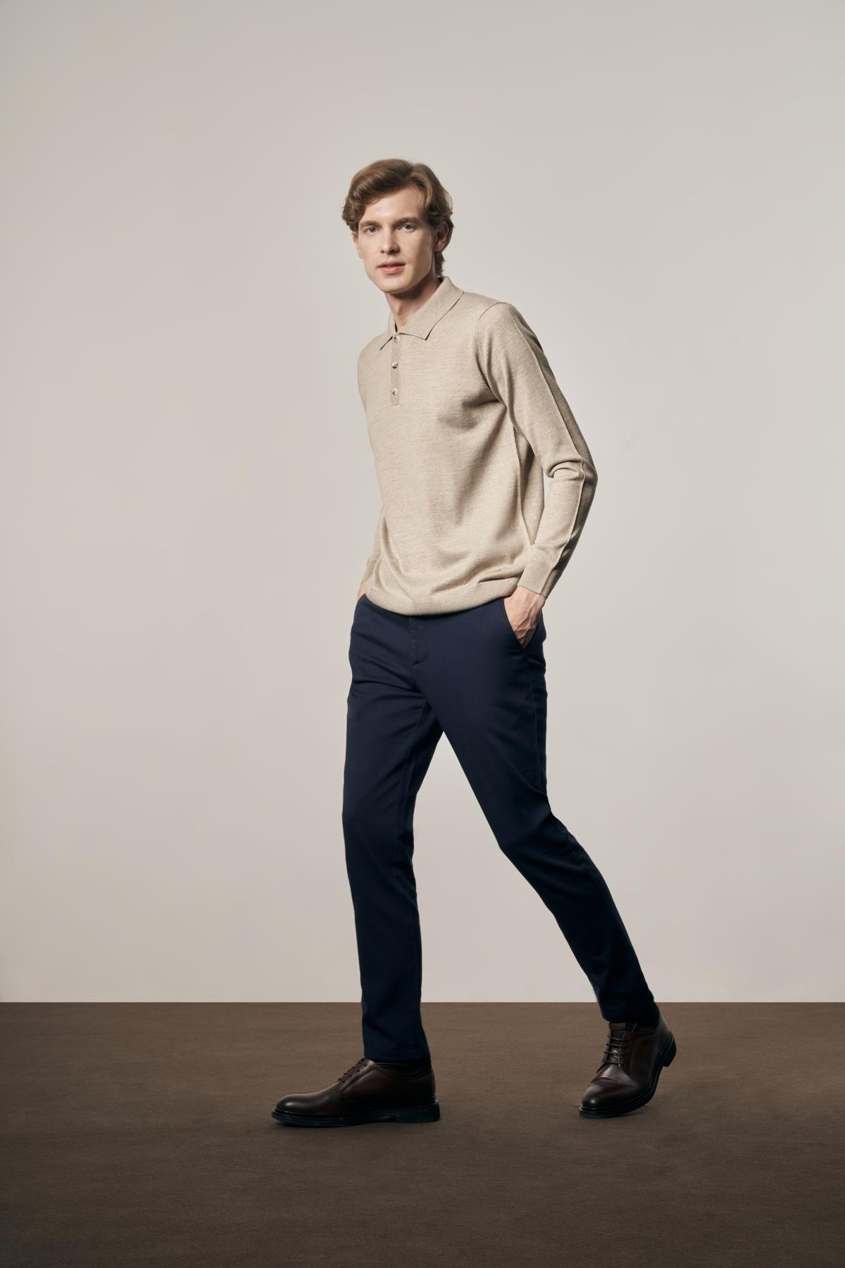 Yan Cep Düz Paça Pamuklu Slim Fit Chino Casual Pantolon 1003255161