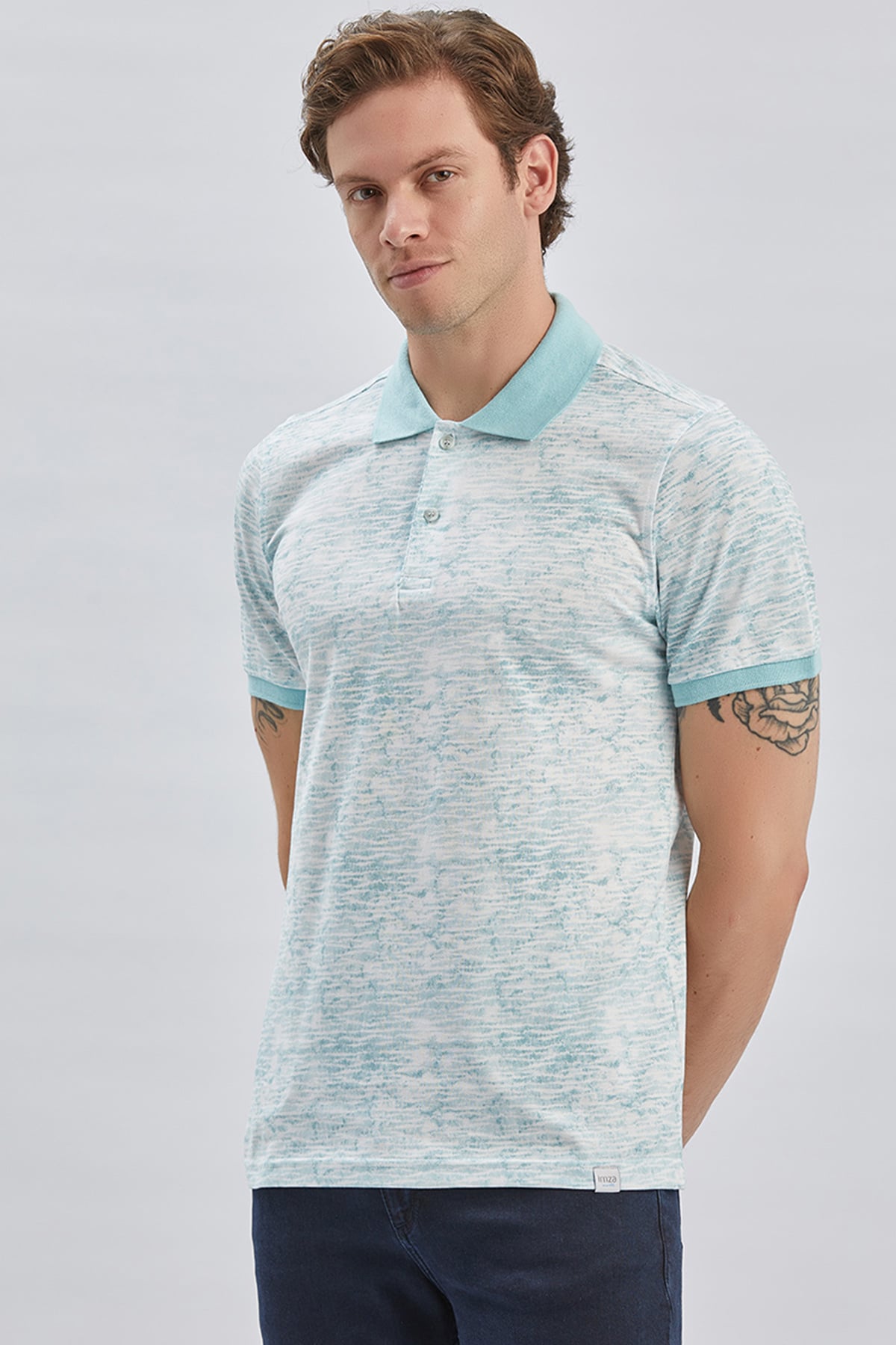 Mavi Baskılı Pike Polo Yaka Garnili %100 Pamuk Casual Slim Fit Dar Kesim Tişört 1011240157