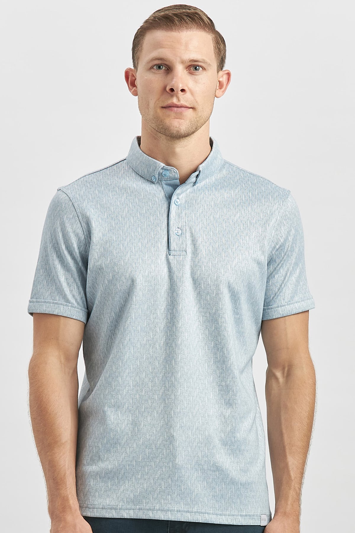 Mavi Desenli Merserize Düğmeli Yaka Pamuklu Casual Slim Fit Dar Kesim Tişört 1011240163