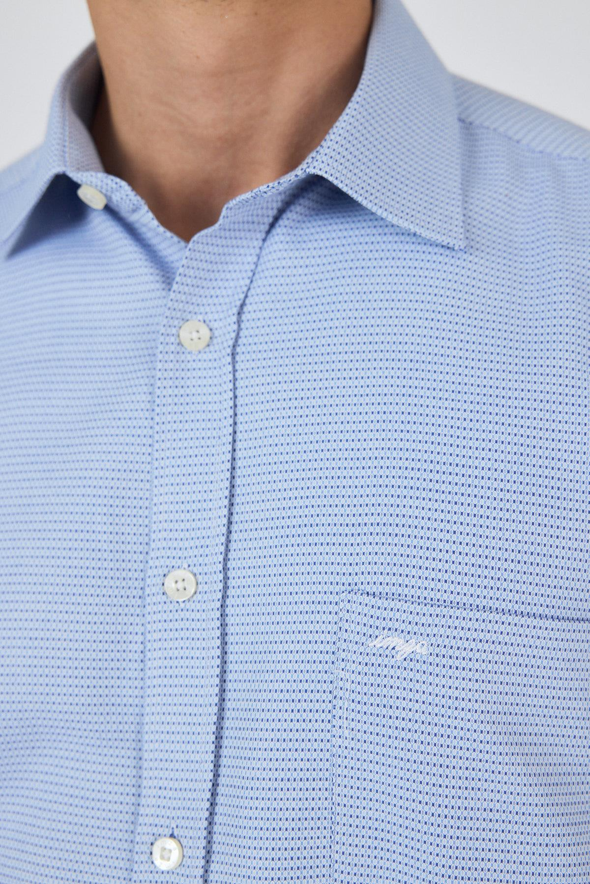 Sert Yaka Kendinden Desenli Classic Pamuklu Comfort Fit Gömlek 1004250219