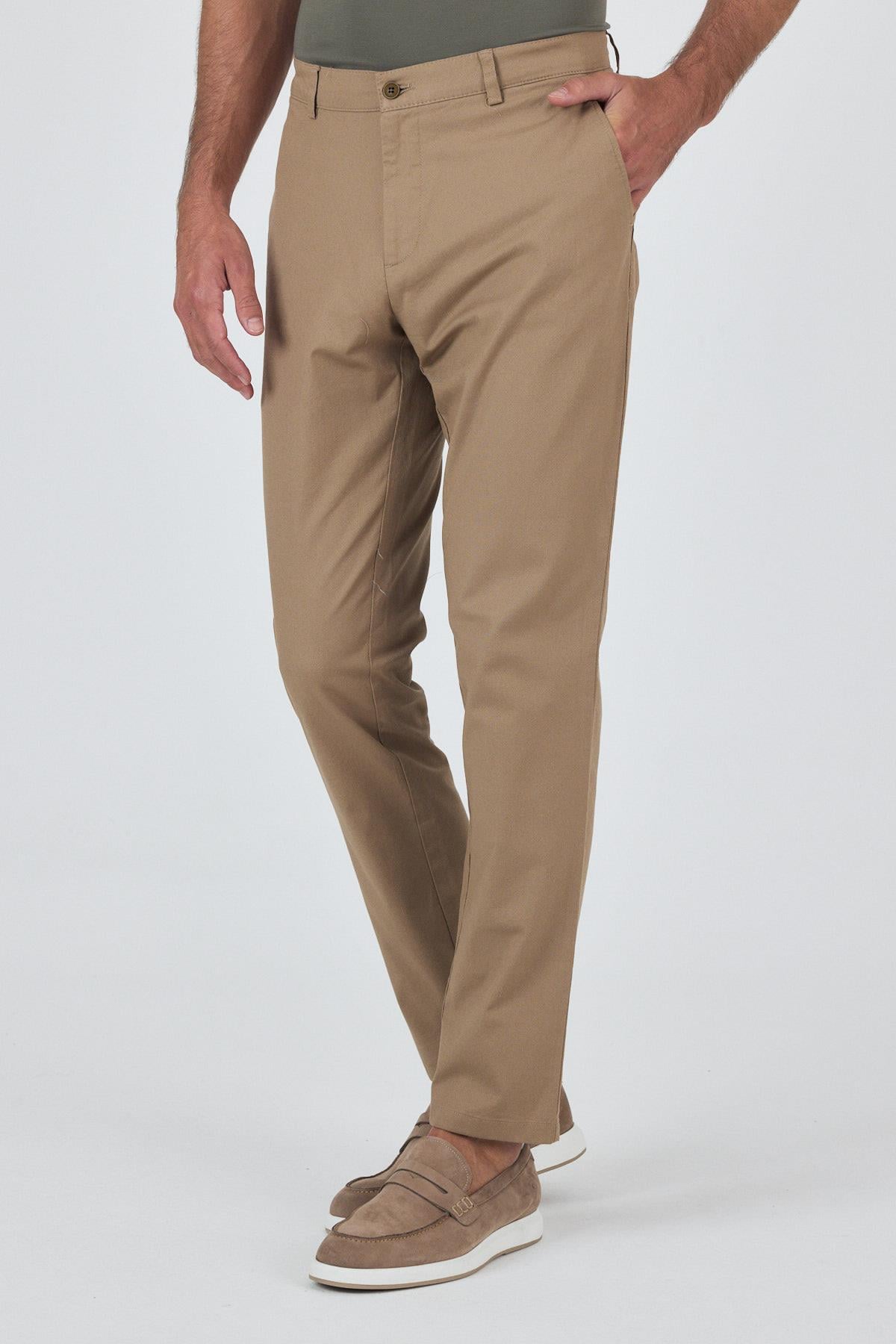 Armürlü Yan Cep Düz Paça Slim Fit Pamuklu Casual Chino Pantolon 1003250120