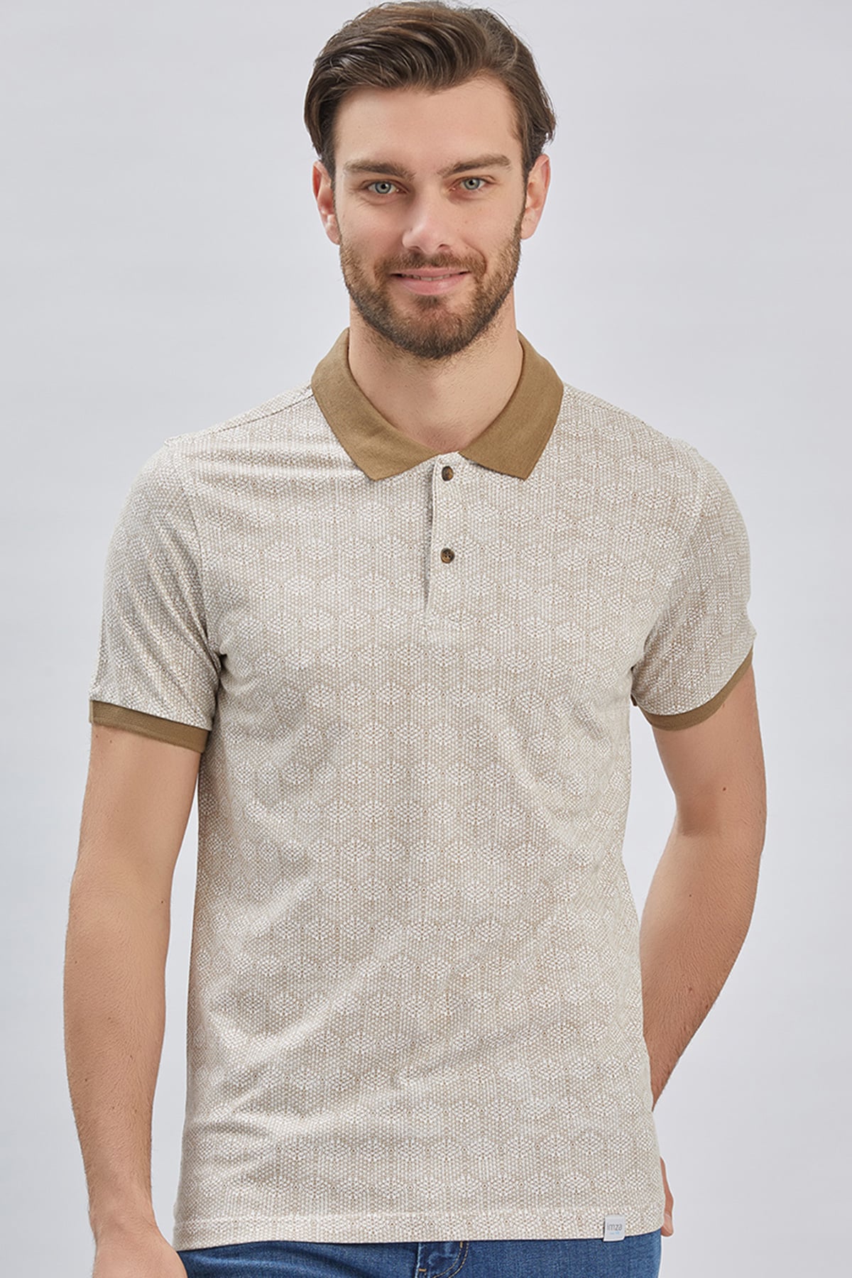 Vizon Baskılı Pike Polo Yaka Pamuklu Likralı Casual Slim Fit Dar Kesim Tişört 1011240158