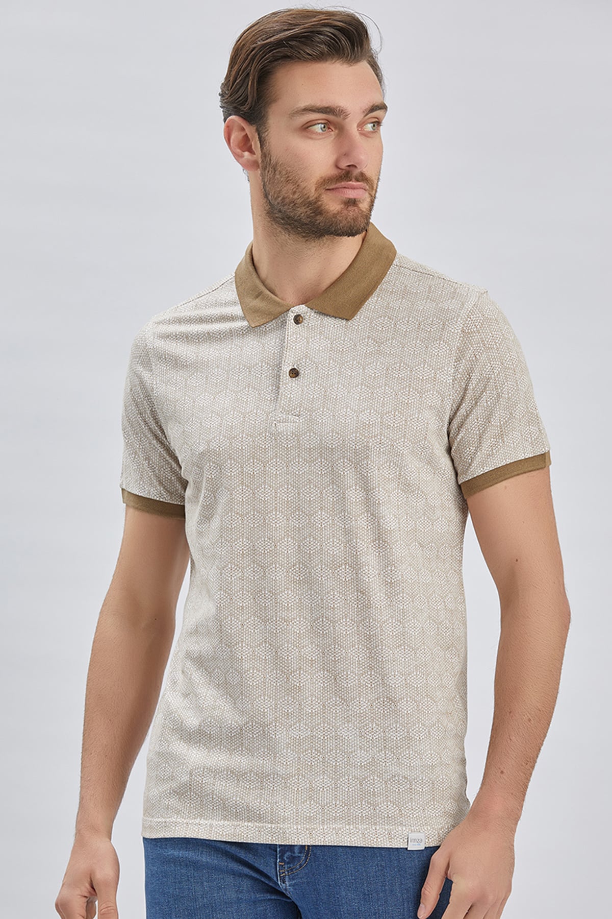Vizon Baskılı Pike Polo Yaka Pamuklu Likralı Casual Slim Fit Dar Kesim Tişört 1011240158