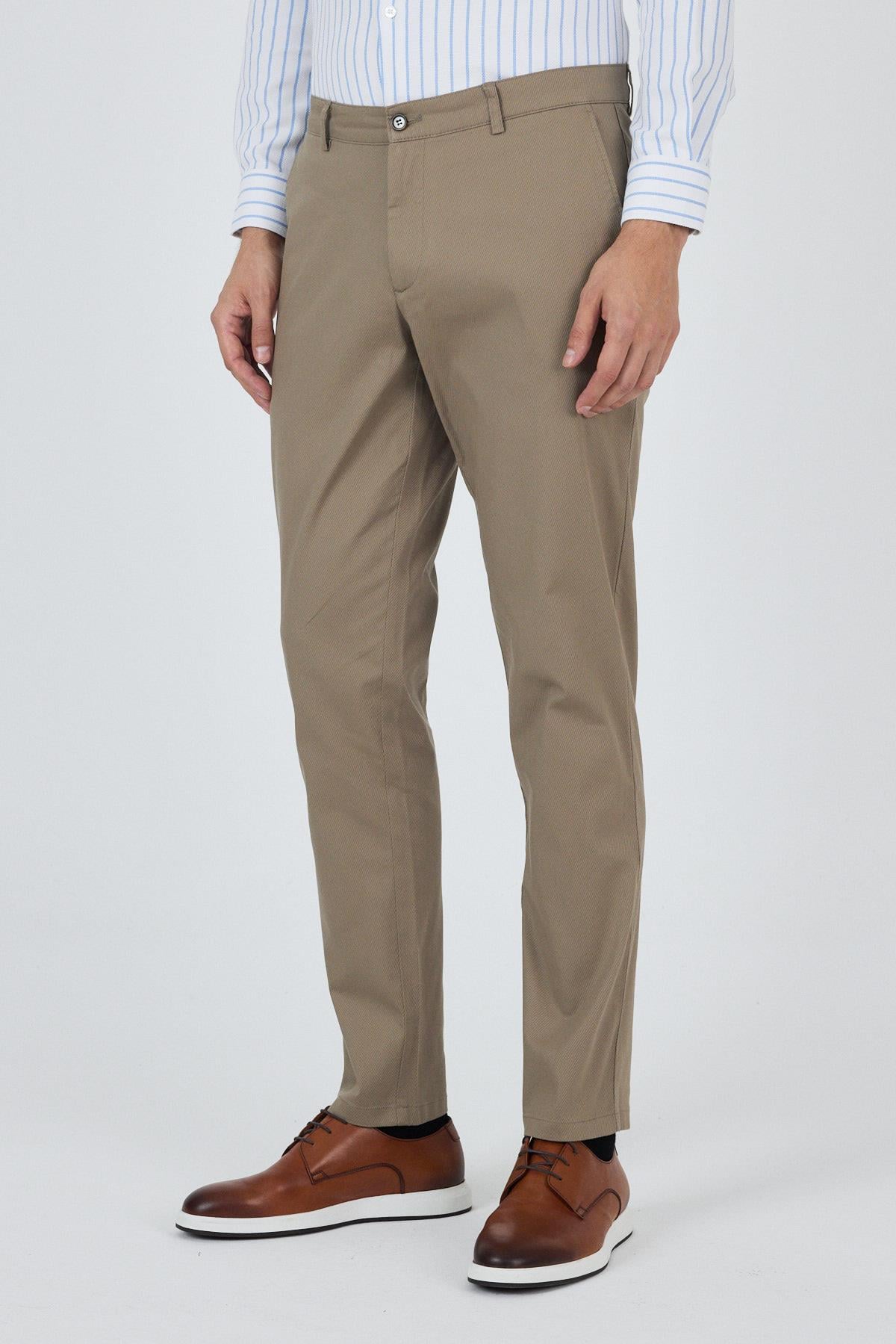 Gabardin Yan Cep Düz Paça Comfort Fit Pamuklu Casual Chino Pantolon 1003250121