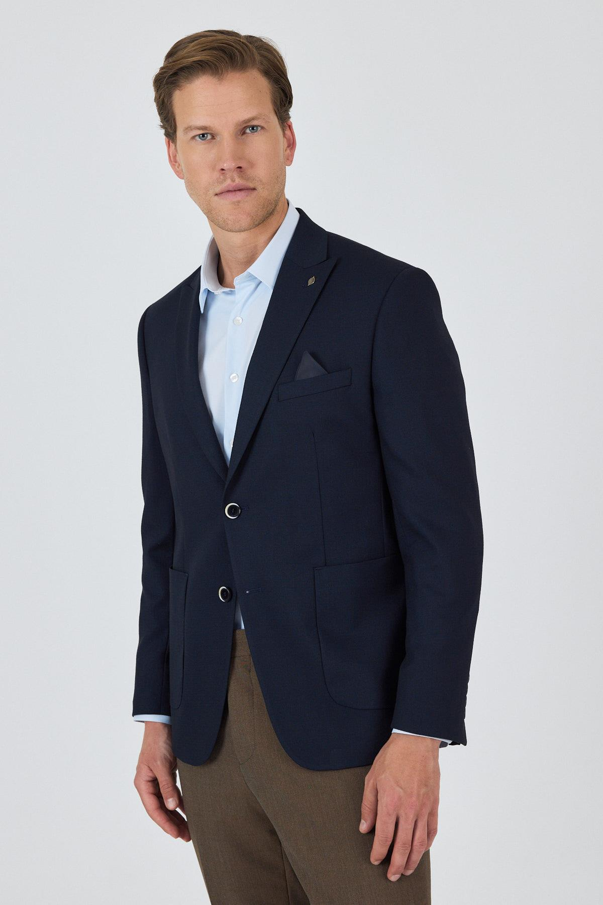 Kılıç Yaka   Esnek 6 Drop Slim Fit Classic  Ceket 1002250124