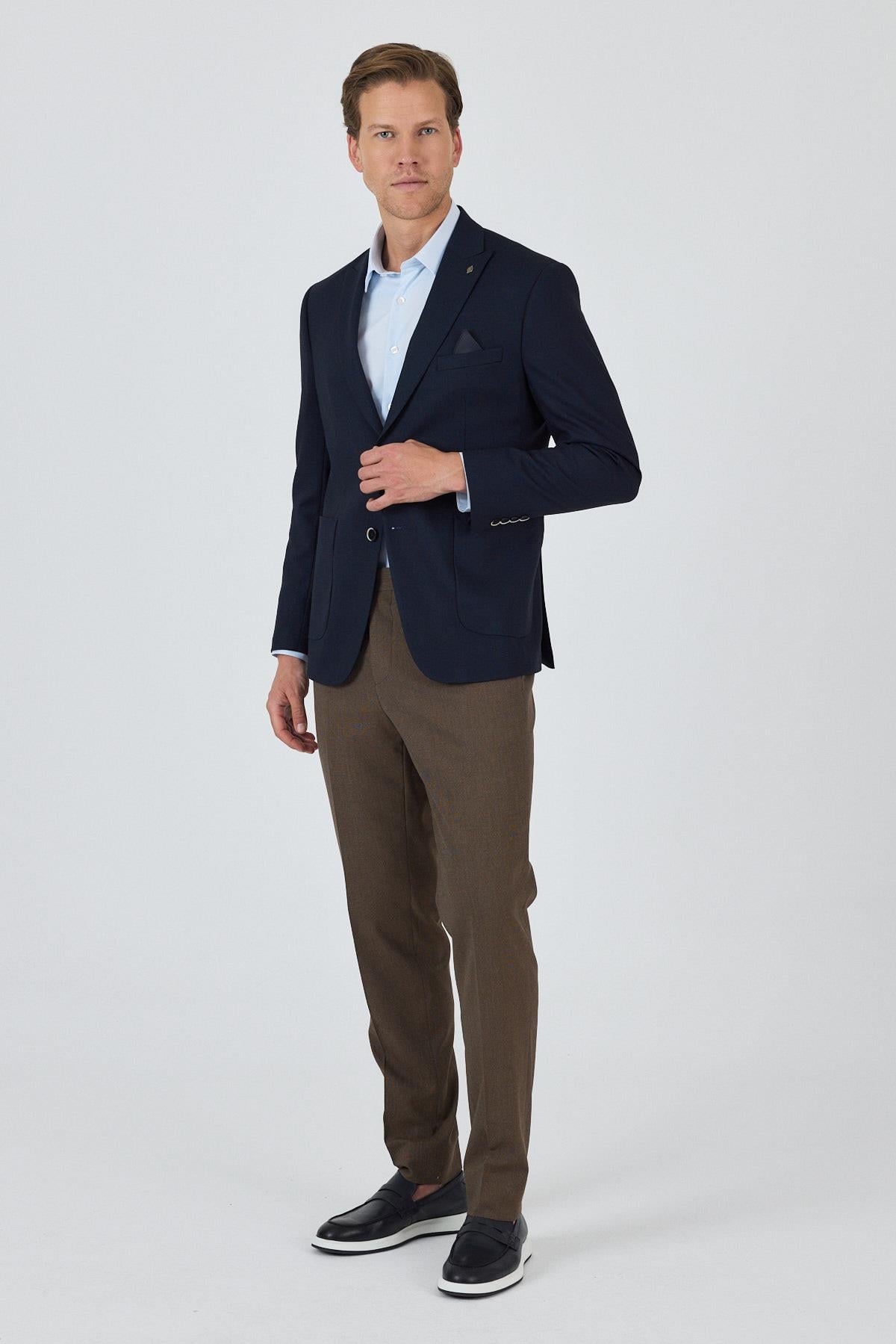 Kılıç Yaka   Esnek 6 Drop Slim Fit Classic  Ceket 1002250124