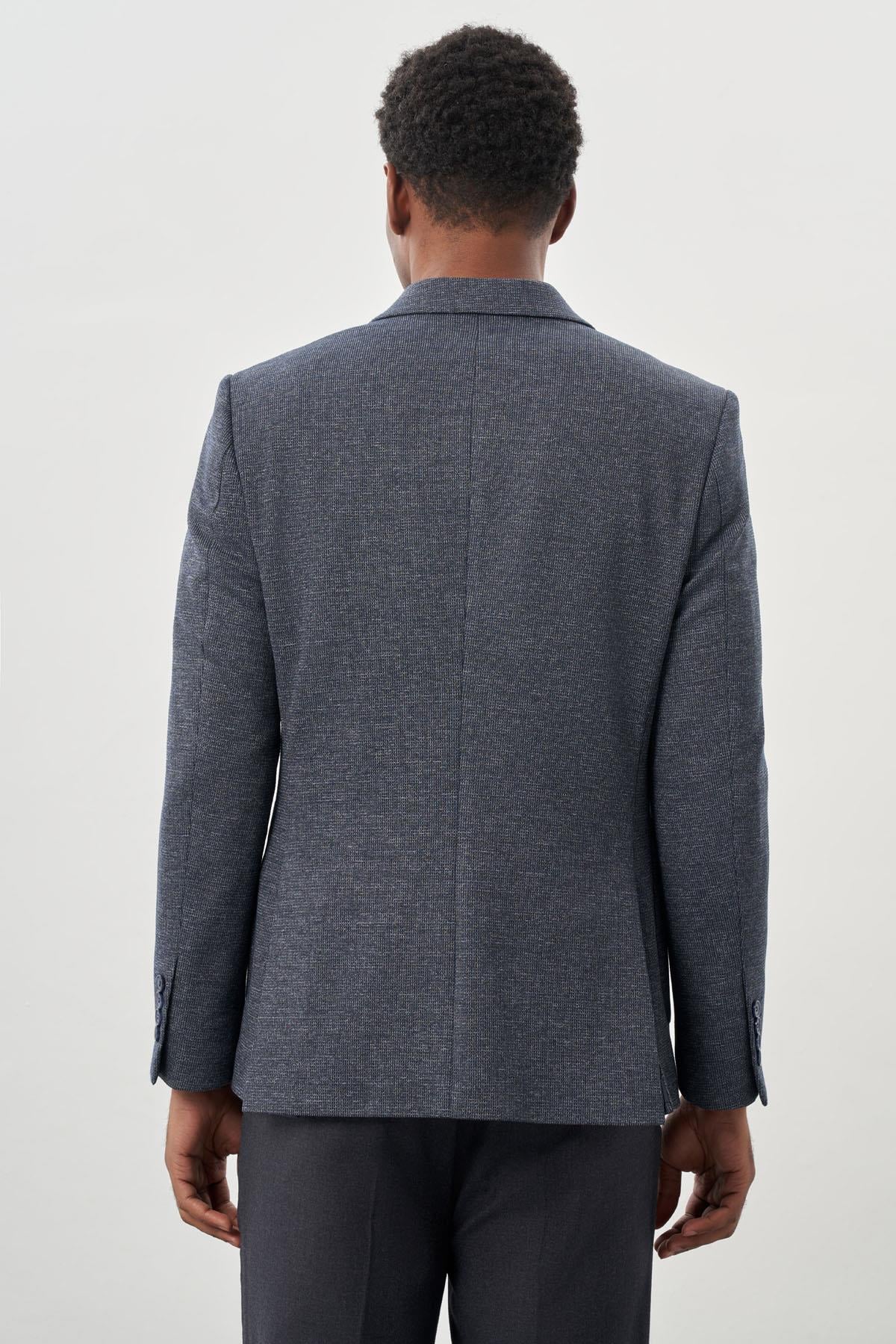 Desenli Örme Mono Yaka Astarsız Esnek 6 Drop Slim Fit Casual Ceket 1002245161
