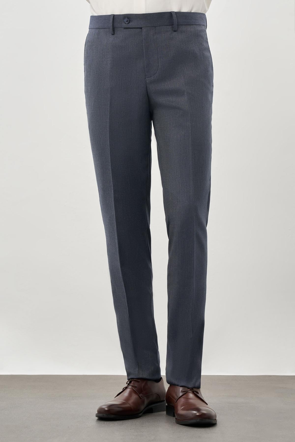 Lacivert Esnek Yandan Cepli Slim Fit Classic Pantolon 1003245209