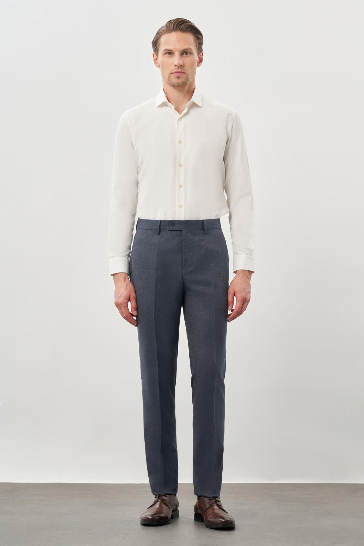 Lacivert Esnek Yandan Cepli Slim Fit Classic Pantolon 1003245209