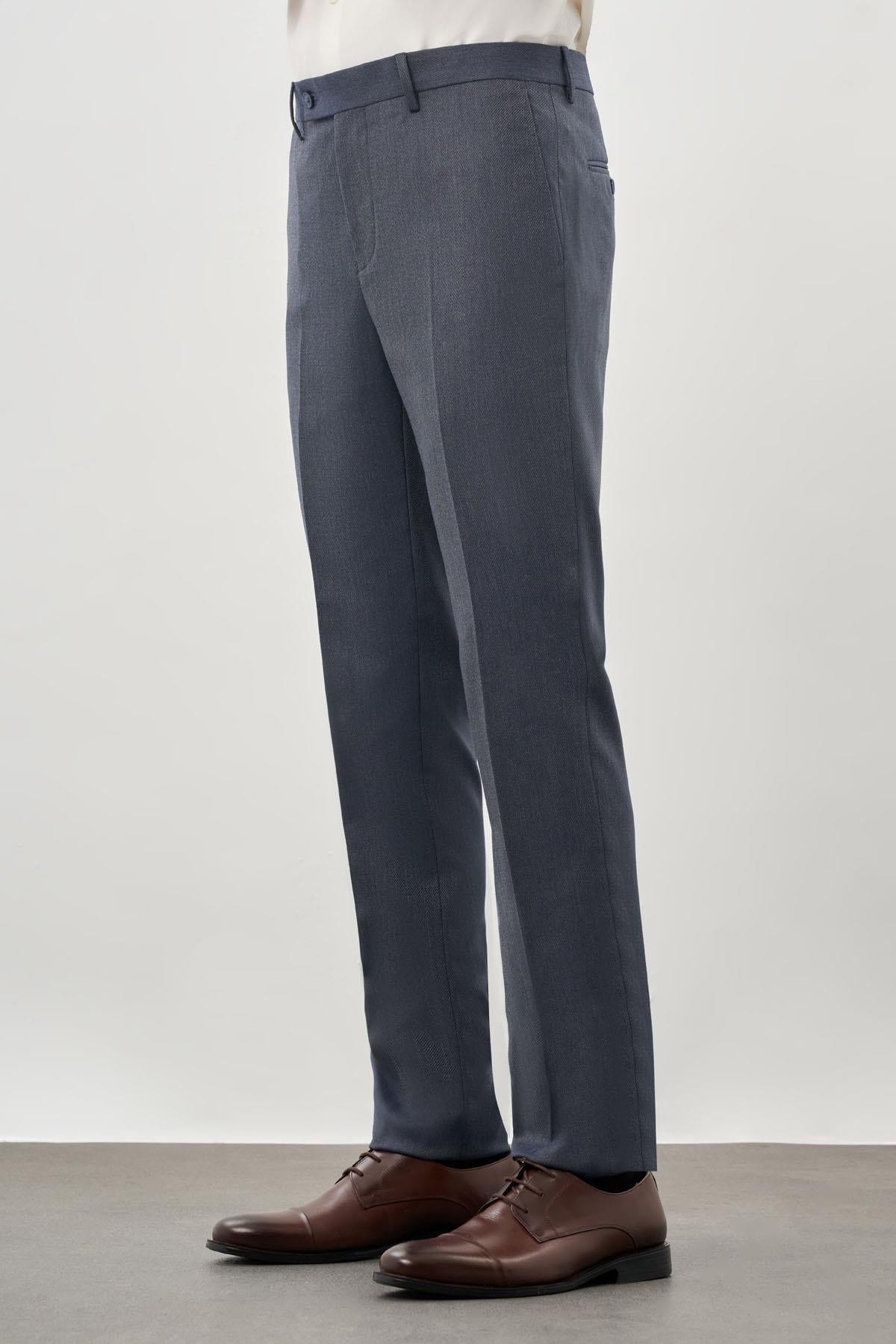 Lacivert Esnek Yandan Cepli Slim Fit Classic Pantolon 1003245209