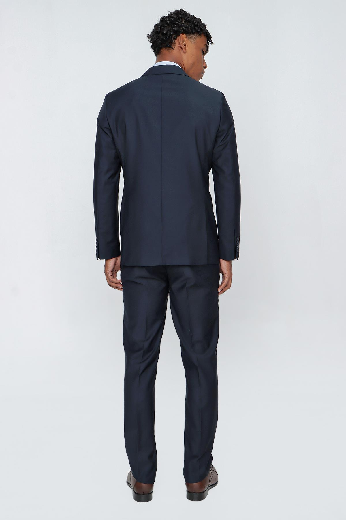 Lacivert Mono Yaka 4 Drop Comfort Fit Tam Astar Esnek Takım Elbise 1001250009