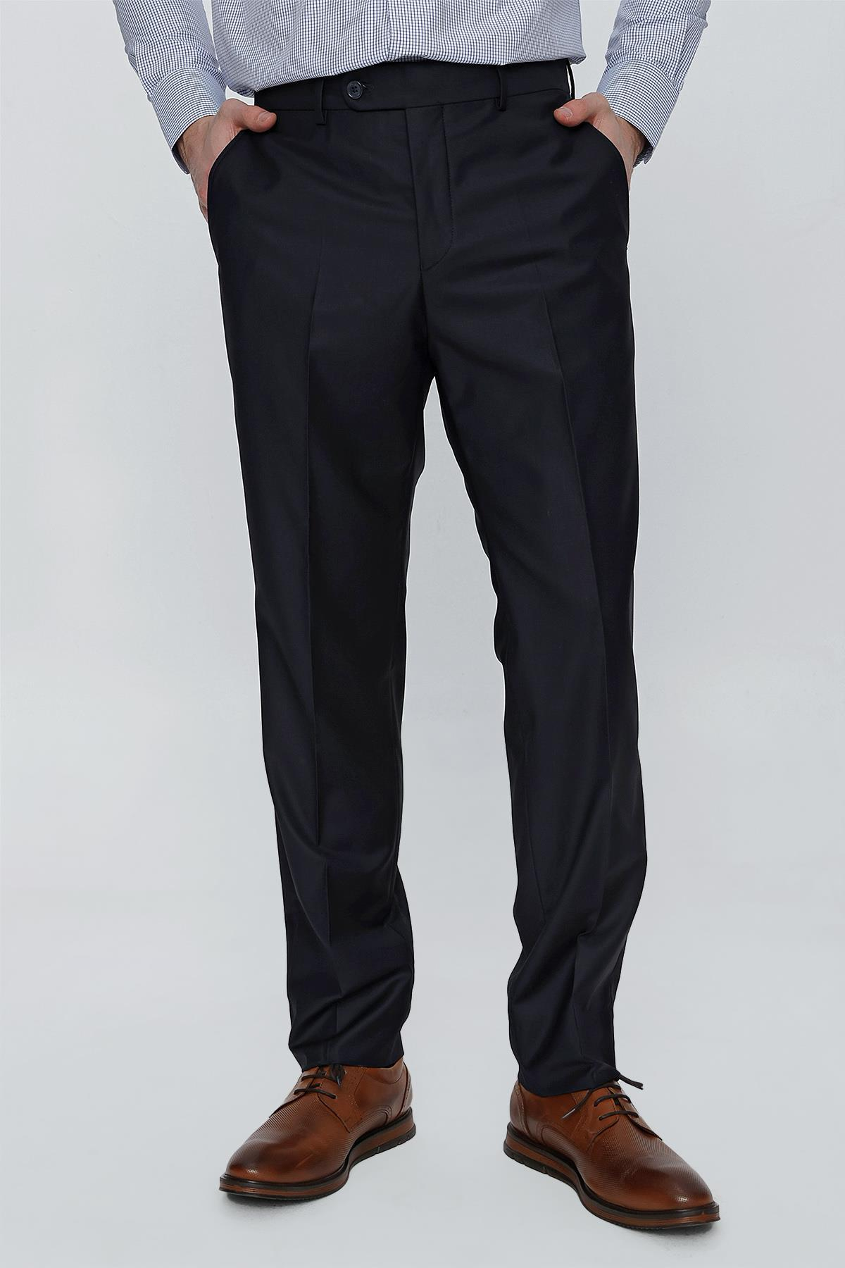 Lacivert Esnek Yandan Cepli Slim Fit Classic Pantolon 1003245013