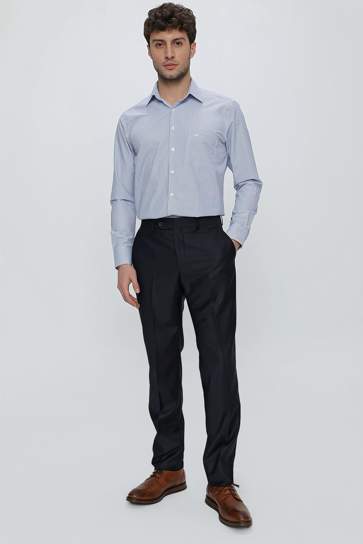 Lacivert Esnek Yandan Cepli Slim Fit Classic Pantolon 1003245013