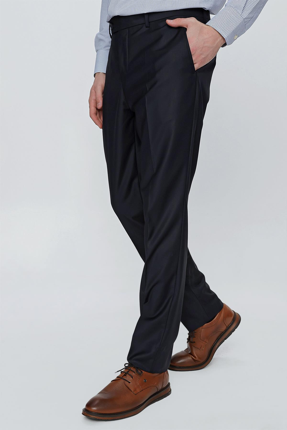 Lacivert Esnek Yandan Cepli Slim Fit Classic Pantolon 1003245013