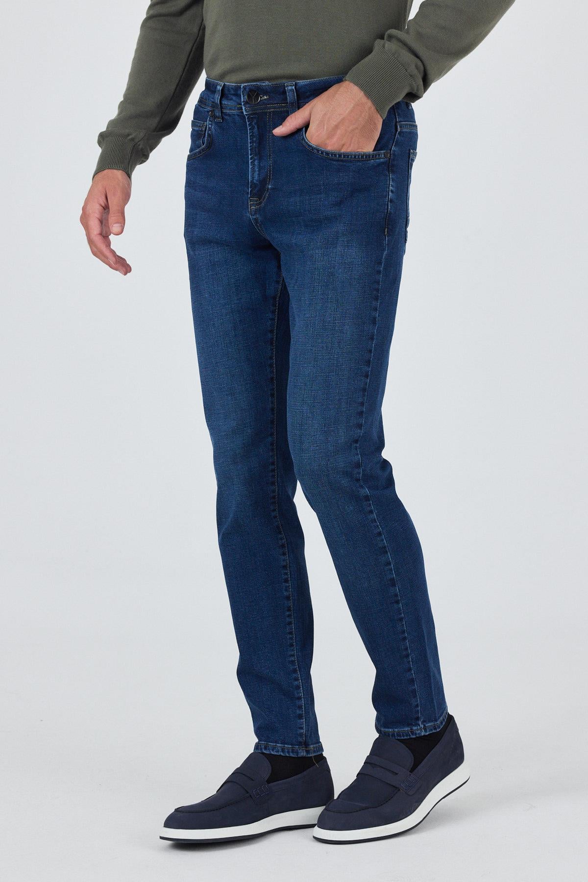 Gabardin 5 Cep Düz Paça Casual Slim Fit Pamuklu Denim Pantolon 1023250150