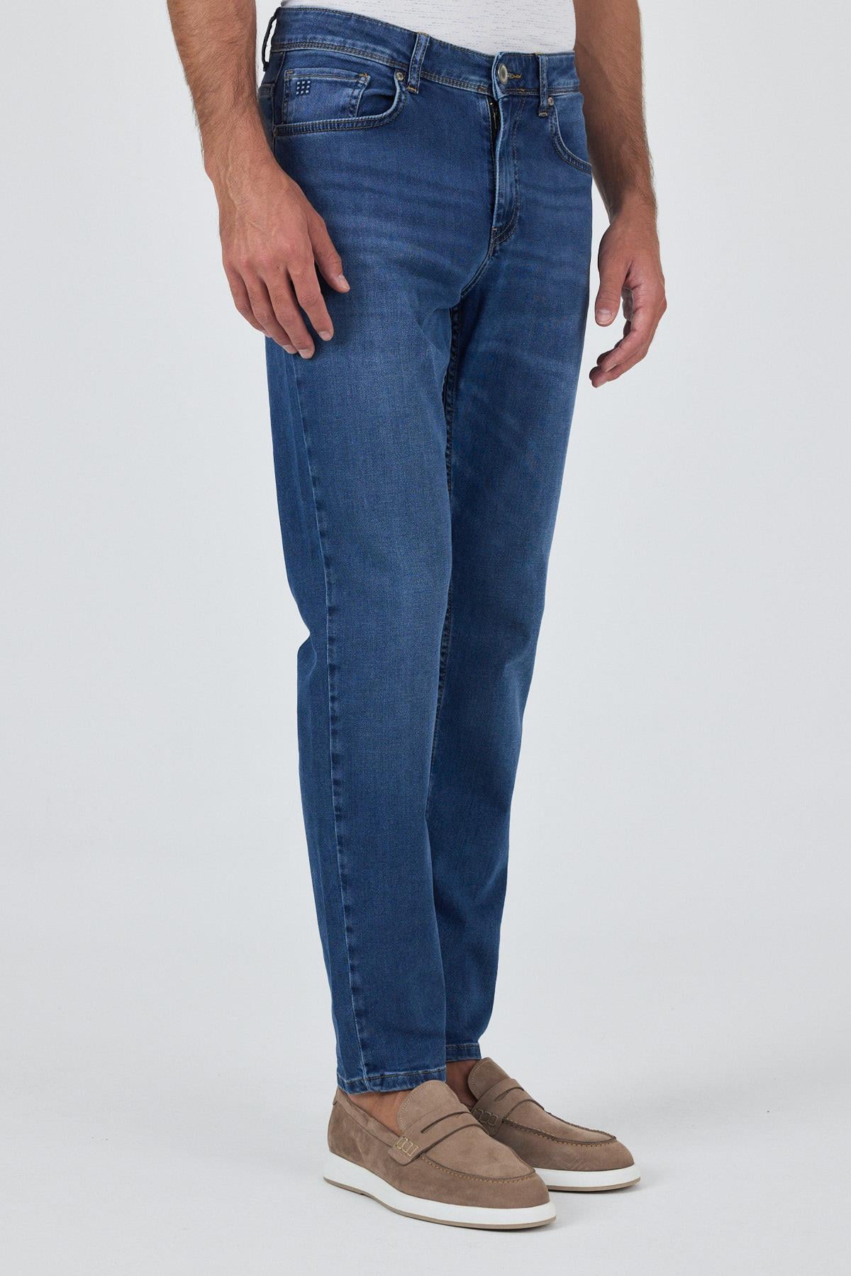 Gabardin 5 Cep Düz Paça Casual Slim Fit Pamuklu Denim Pantolon 1023250156