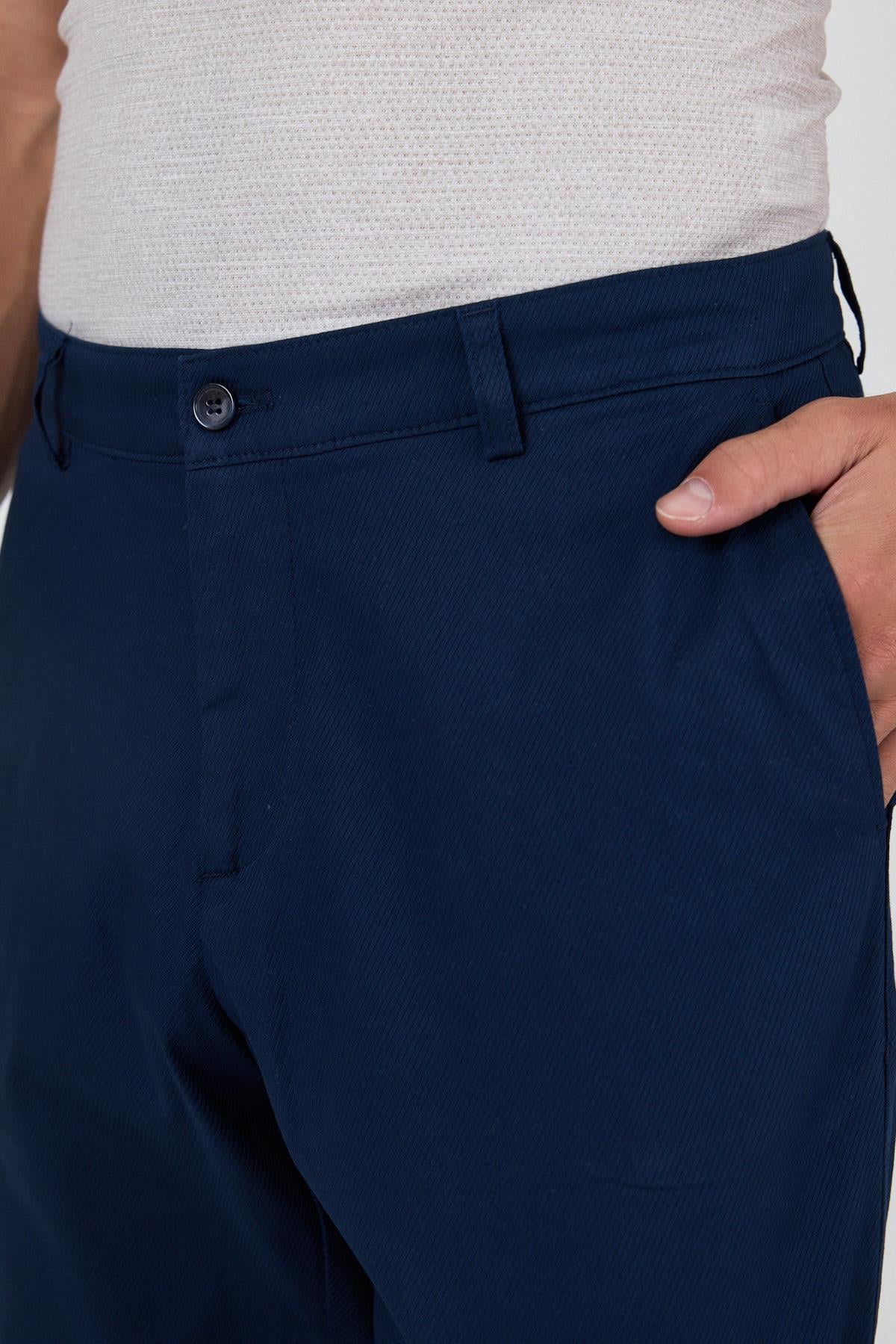 Gabardin Yan Cep Düz Paça Comfort Fit Pamuklu Casual Chino Pantolon 1003250121