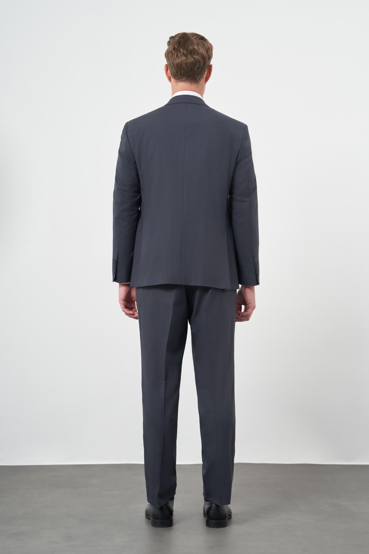 Lacivert Mono Yaka 4 Drop Comfort Fit Tam Astar Yünlü Takım Elbise 1001245168