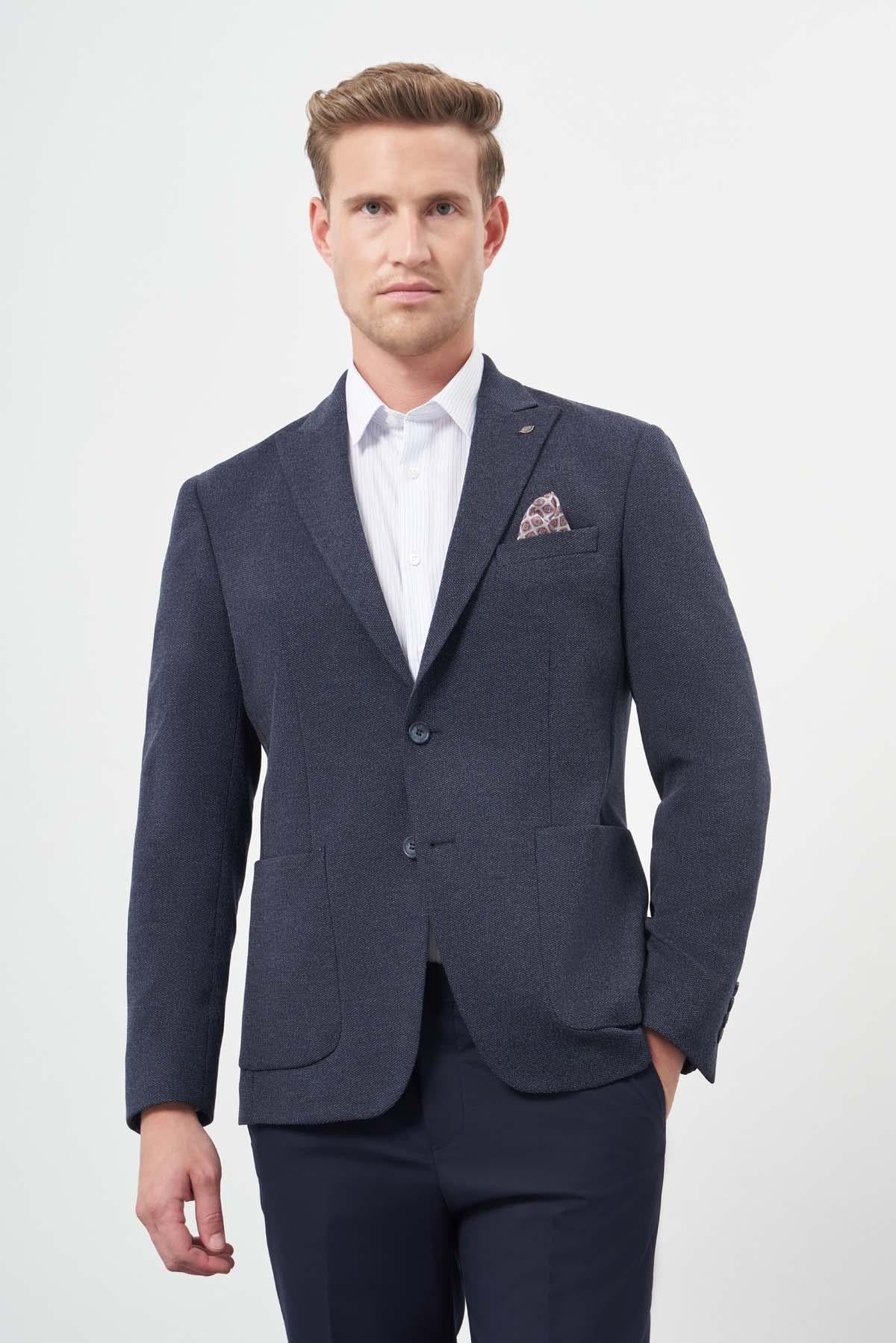 Örme Kılıç Yaka 6 Drop Slim Fit Ceket 1002245156