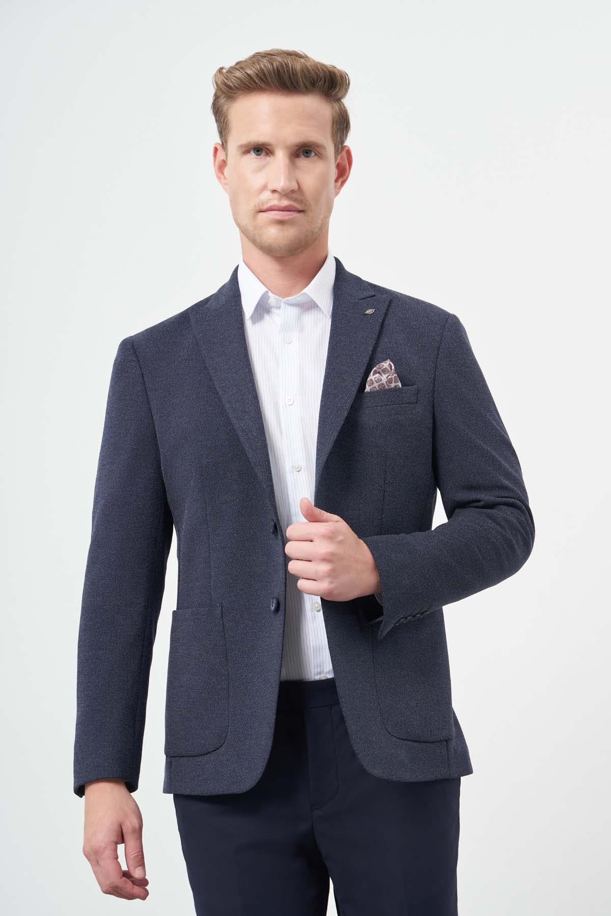 Örme Kılıç Yaka 6 Drop Slim Fit Ceket 1002245156
