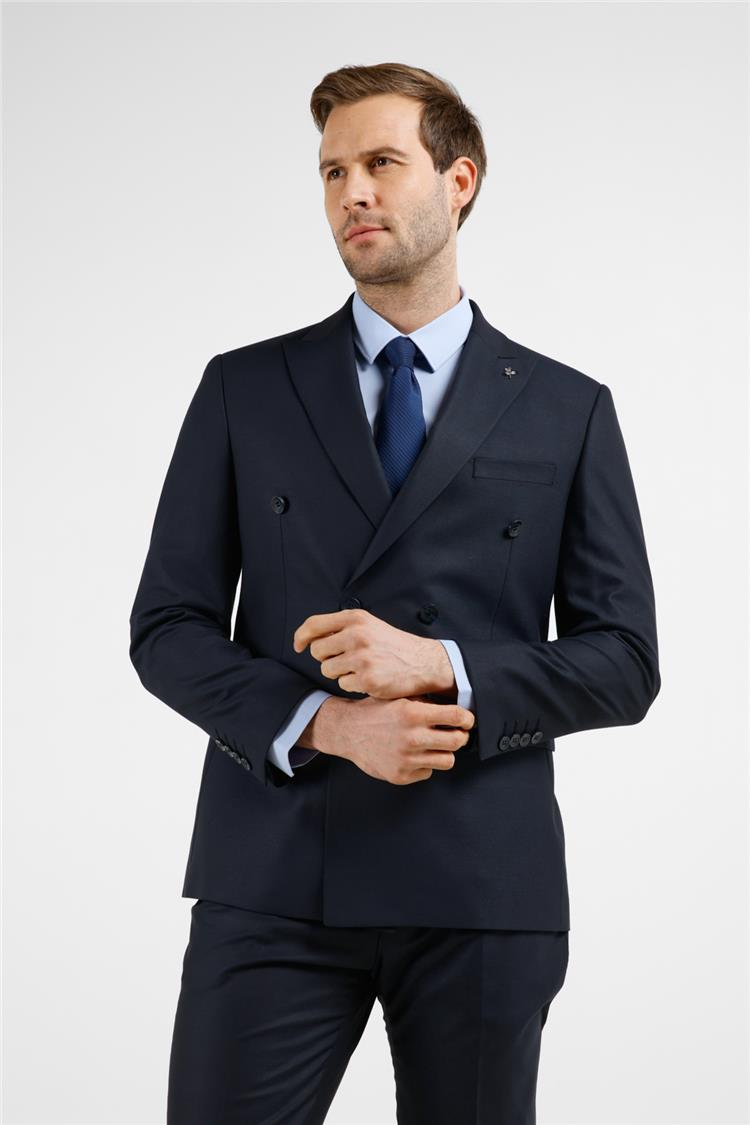 Lacivert Kırlangıç Yaka Kruvaze 6 Drop Slim Fit Tam Astar Esnek Takım Elbise 1001255172