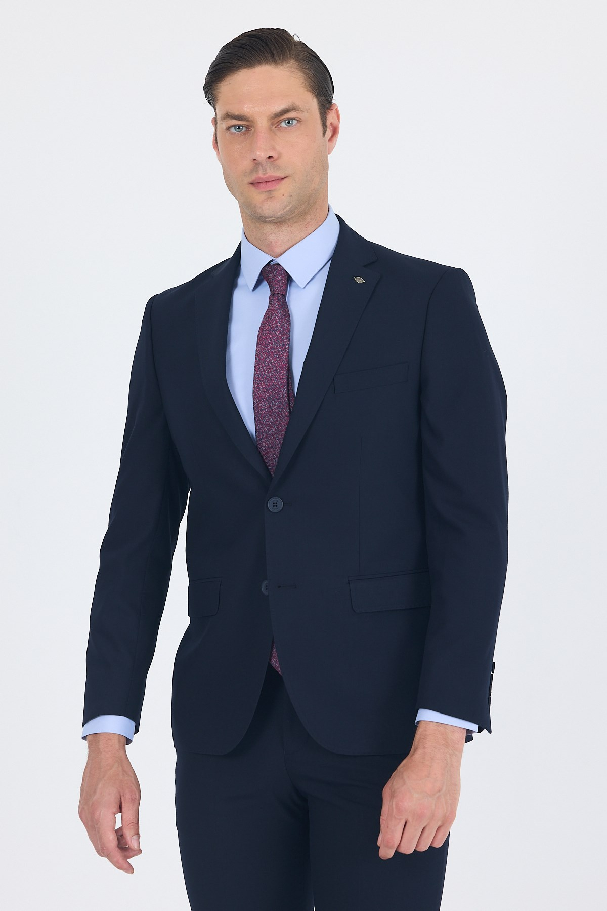 Lacivert Mono Yaka 6 Drop Comfort Fit Tam Astar Esnek Takım Elbise 1001260010
