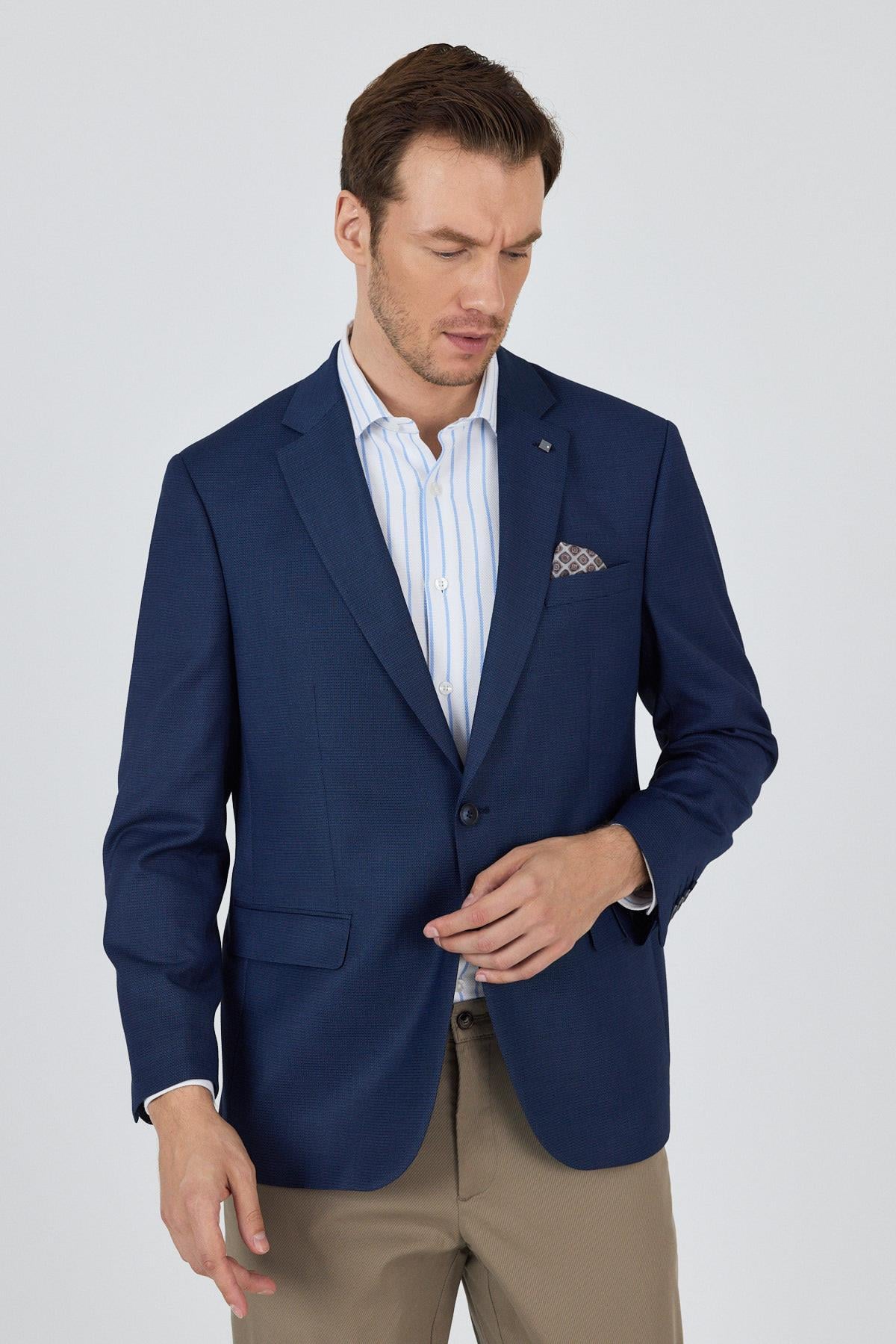 Mono Yaka Armürlü Tam Astar Esnek 4 Drop Comfort Fit Classic Ceket 1002250152