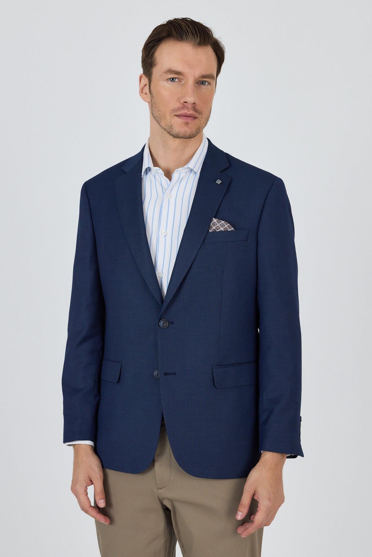 Mono Yaka Armürlü Tam Astar Esnek 4 Drop Comfort Fit Classic Ceket 1002250152