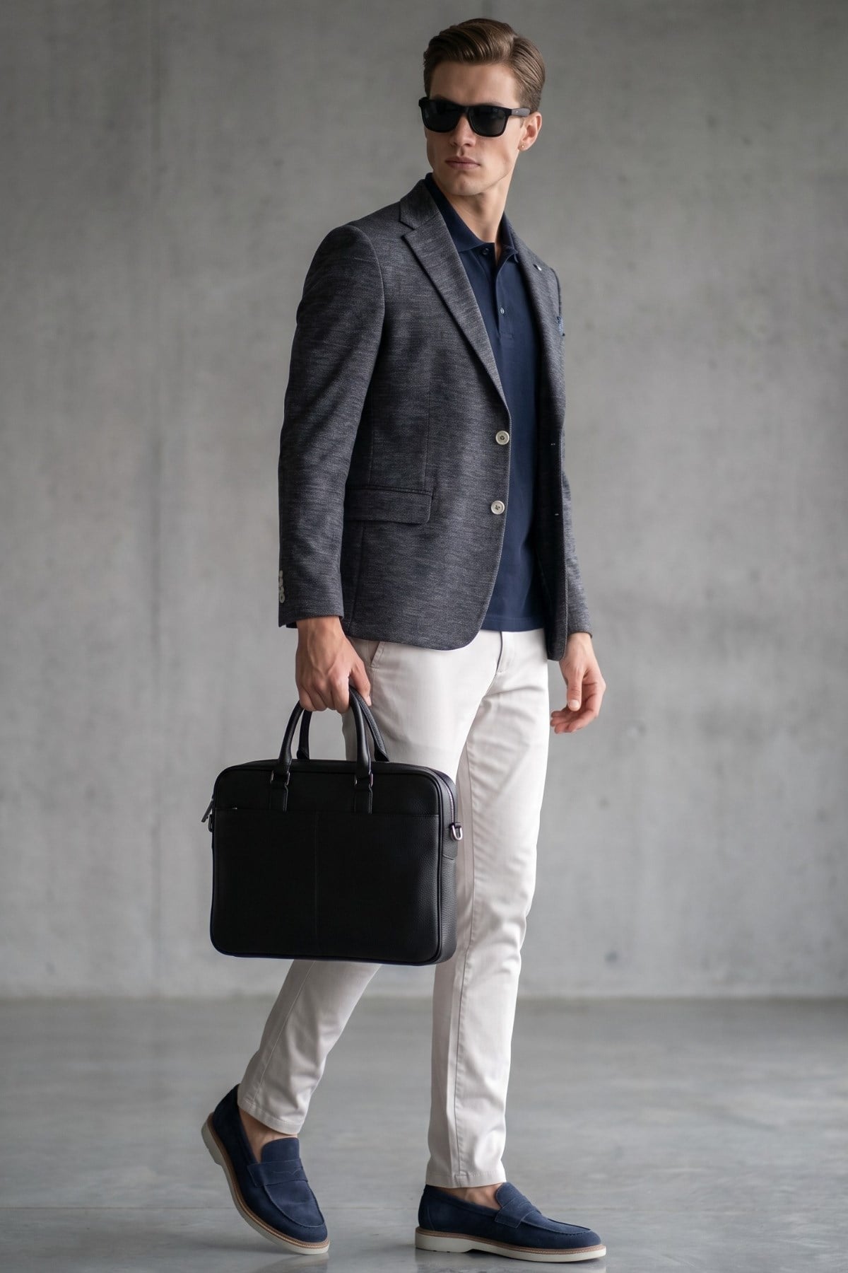 Lacivert Mono Yaka Örme 6 Drop Slim Fit Ceket 1002260152