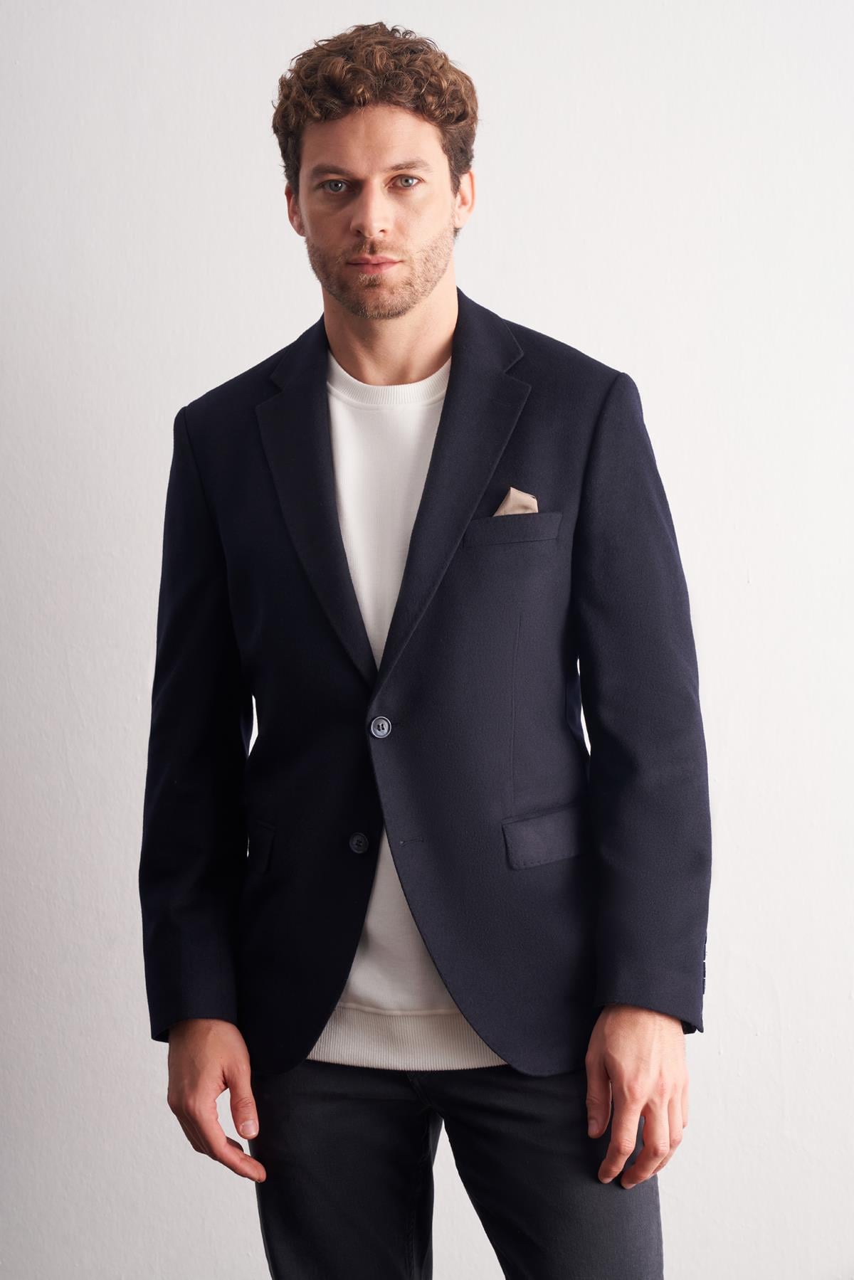 Mono Yaka Yünlü 6 Drop Comfort Fit Classic Ceket 1002255150