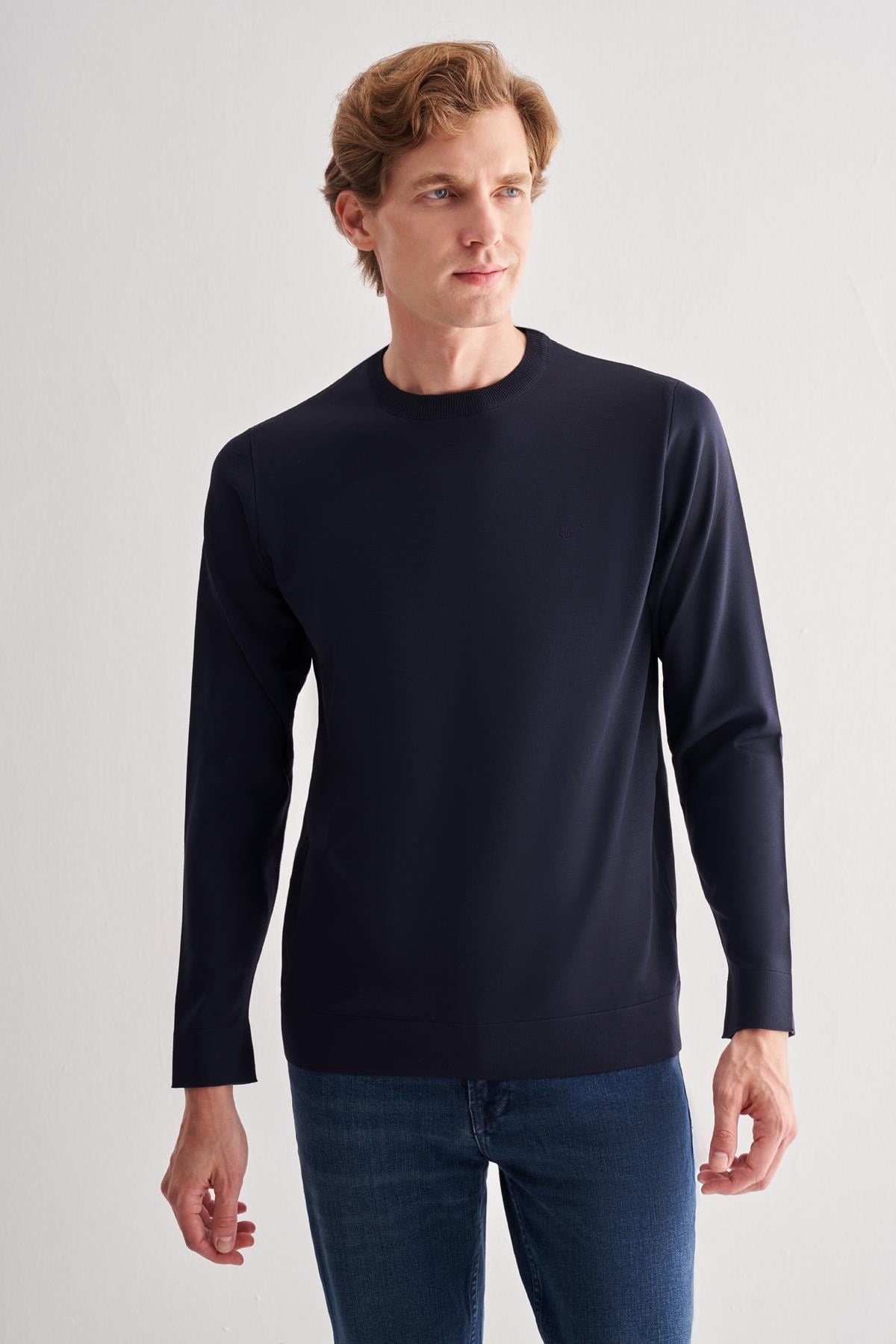 Uzun Kol Bisiklet Yaka Cepsiz  Slim Fit  Triko 1012255151