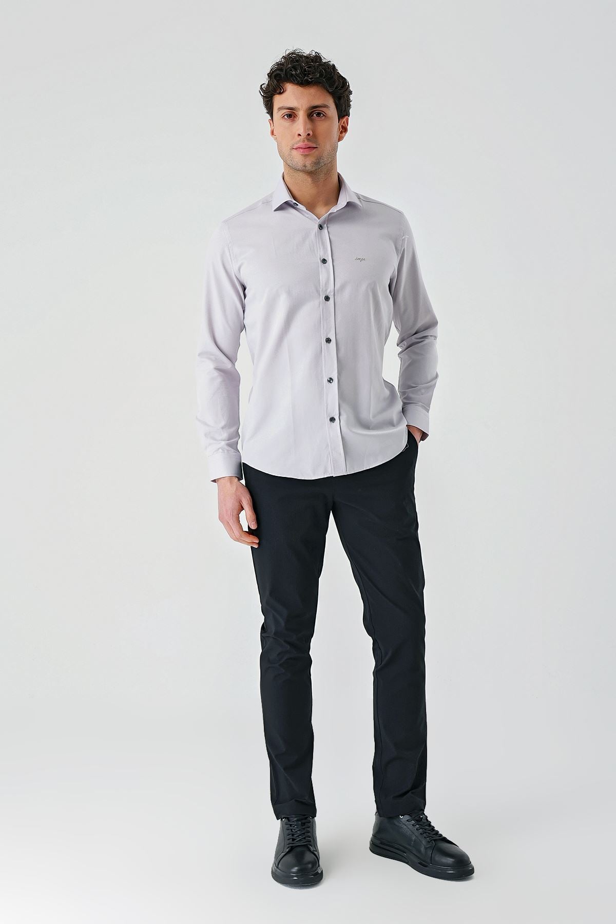 Lacivert Uzun Kollu Oxford Cepsiz Pamuklu Klasik Slim Fit Dar Kesim Gömlek 1004240235