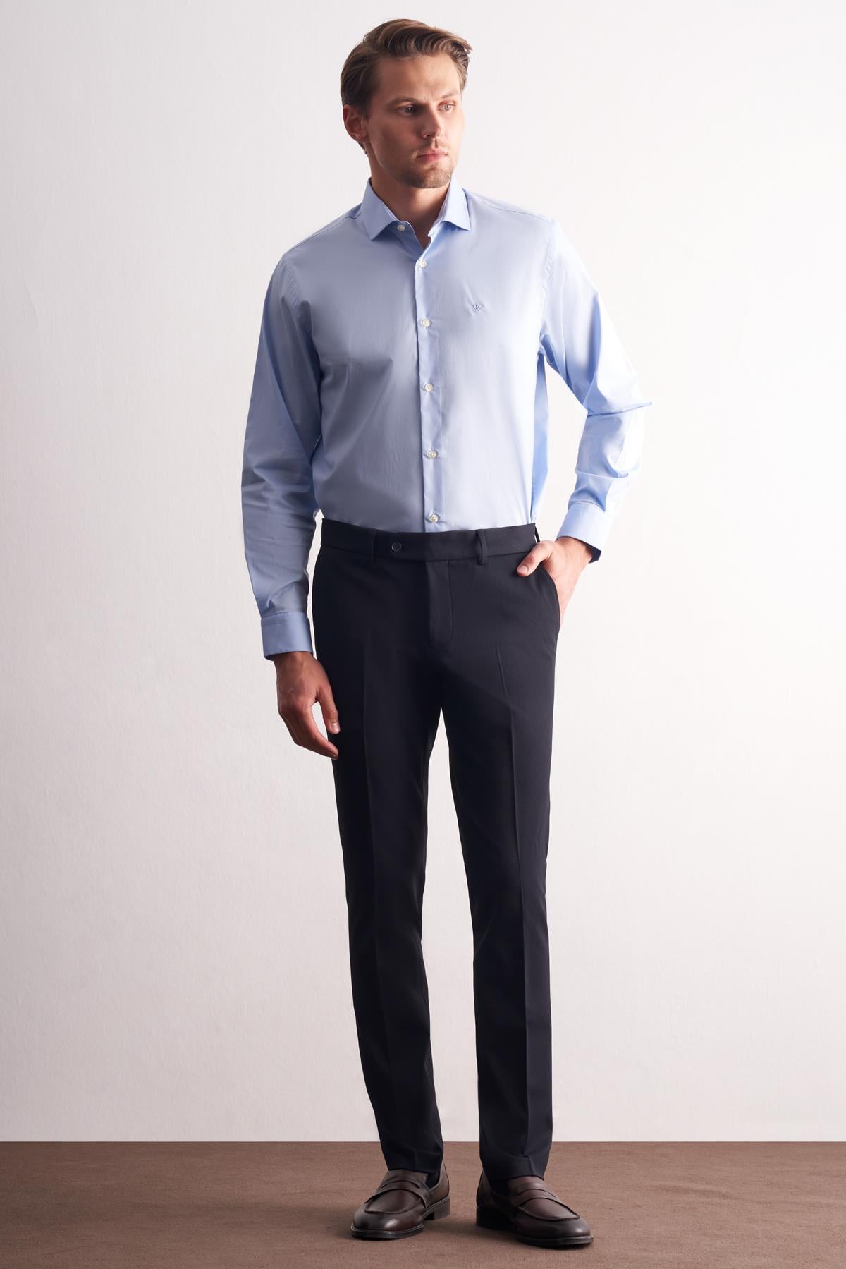 Yan Cep Açık Paça Esnek Slim Fit Classic Casual Pantolon 1003255153