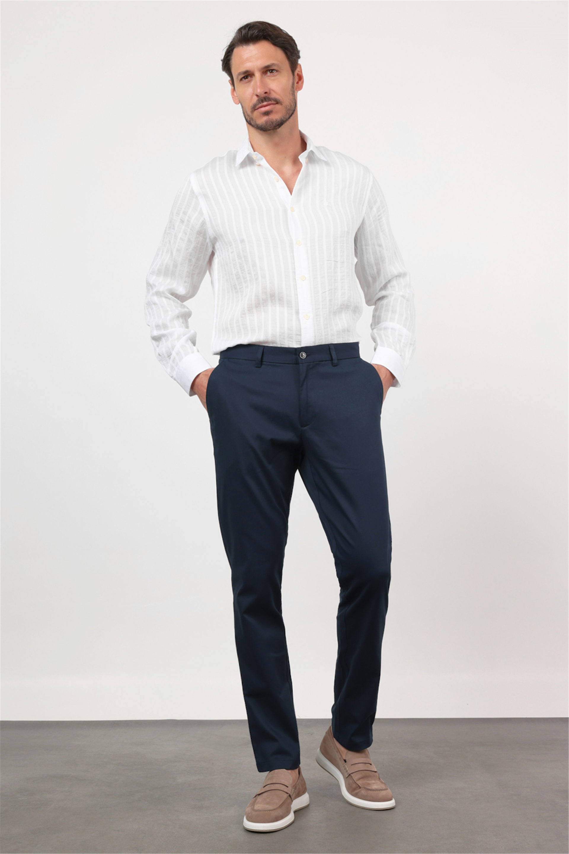 Lacivert Yan Cep Comfort Fit Pamuklu Chino Pantolon 1003260172