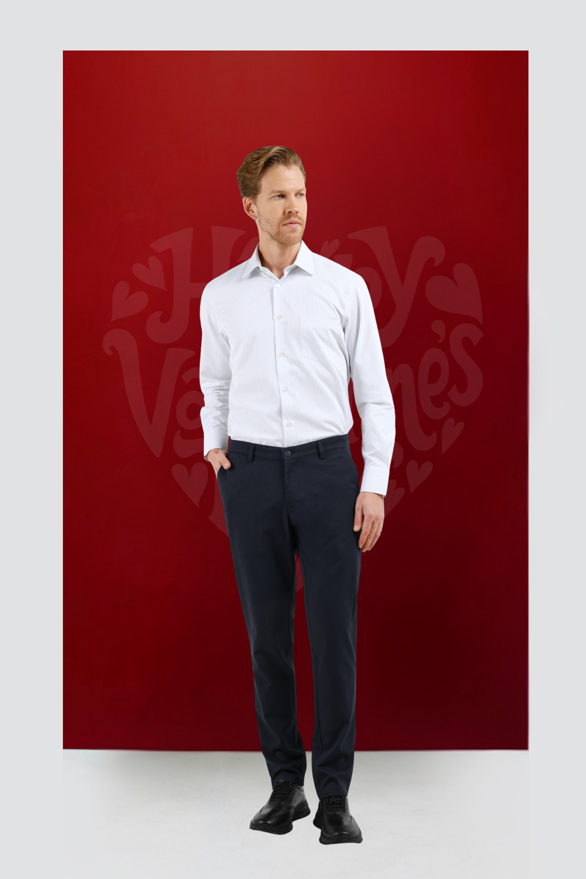 Lacivert Yan Cep Düz Paça Pamuklu Comfort Fit Chino Casual Pantolon 1003255159