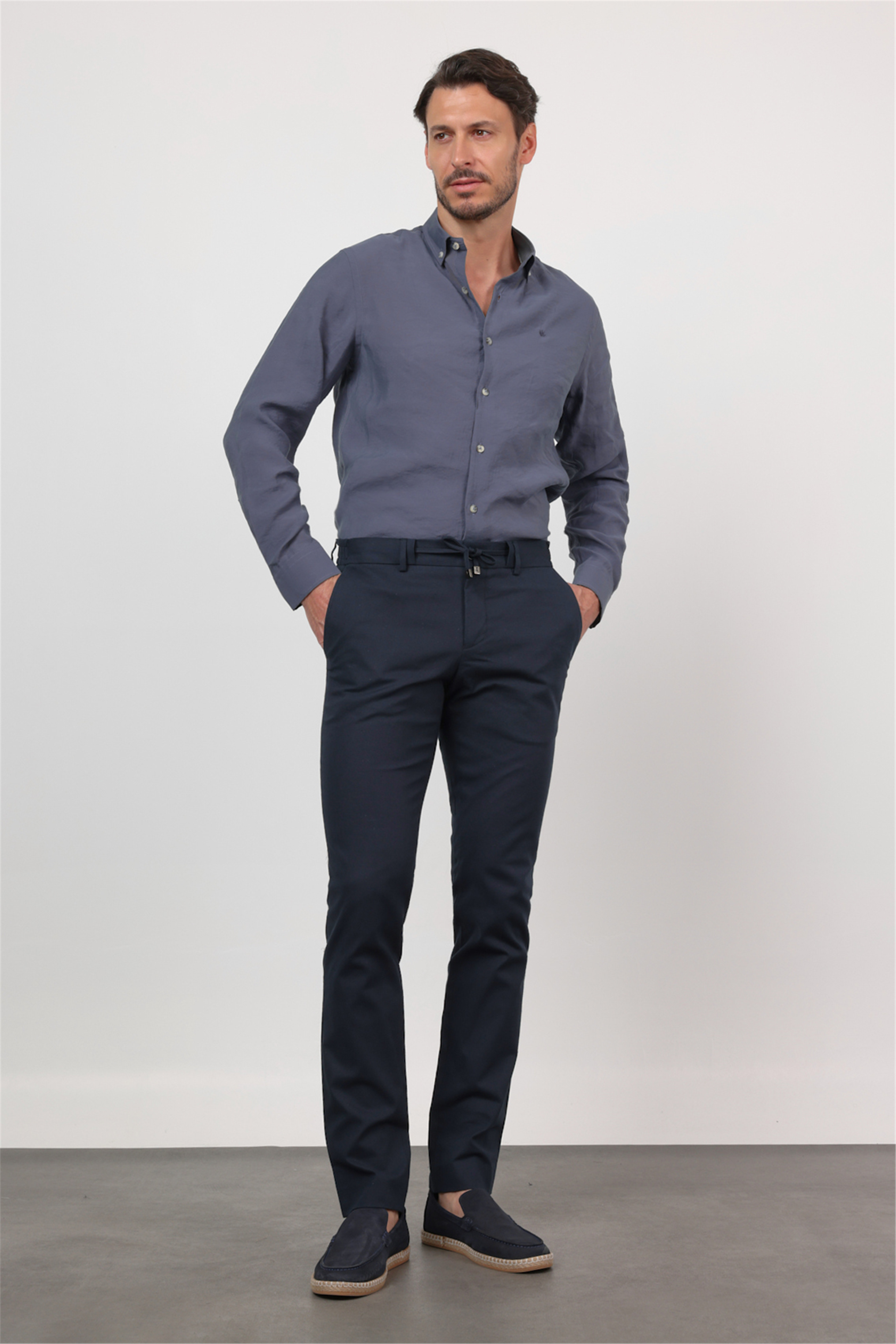 Yan Cep Keten Slim Fit Keten Karışımlı Jogger Pantolon 1003260169
