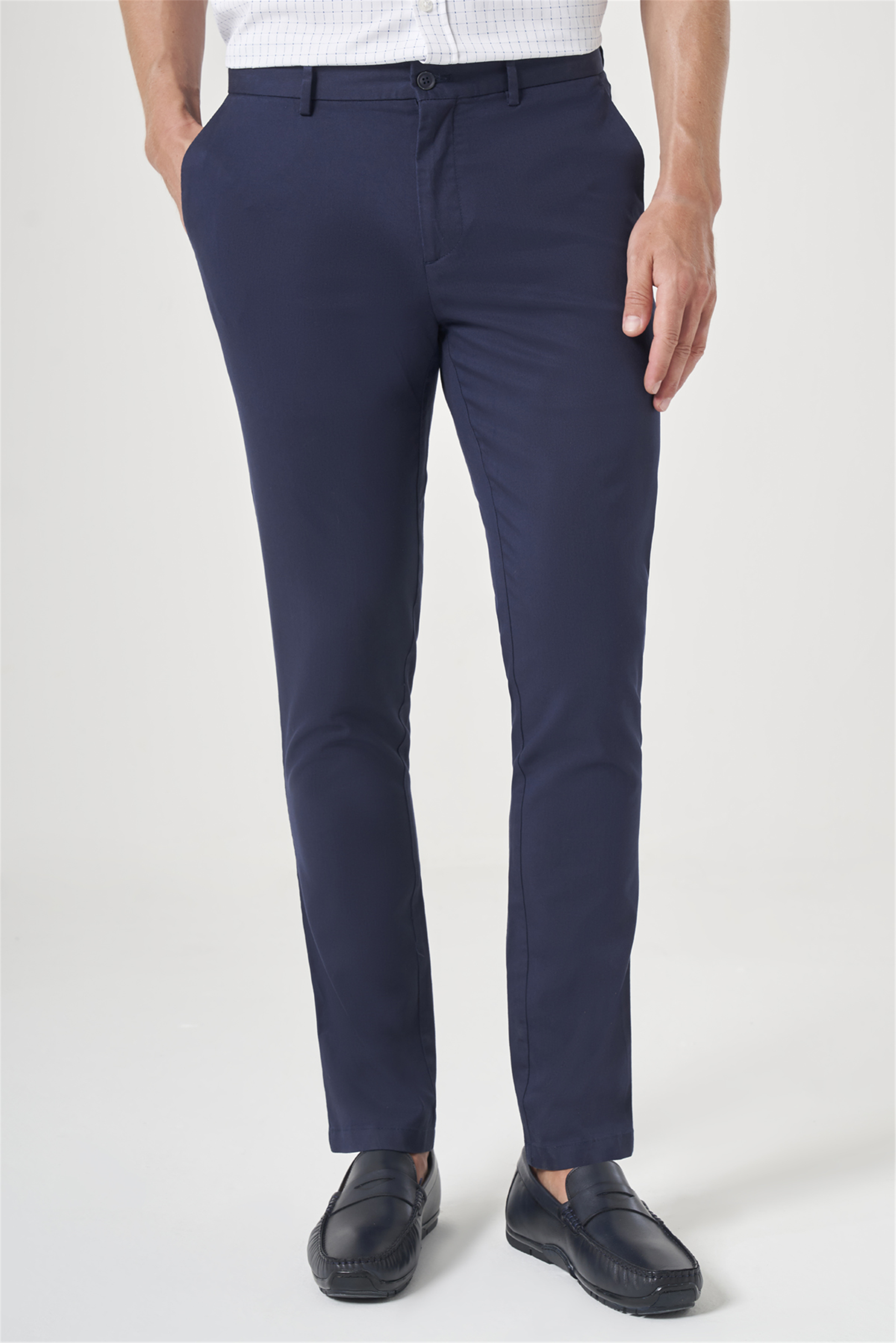 Lacivert Yan Cep Slim Fit Casual Pamuklu Chino Pantolon 1003260178