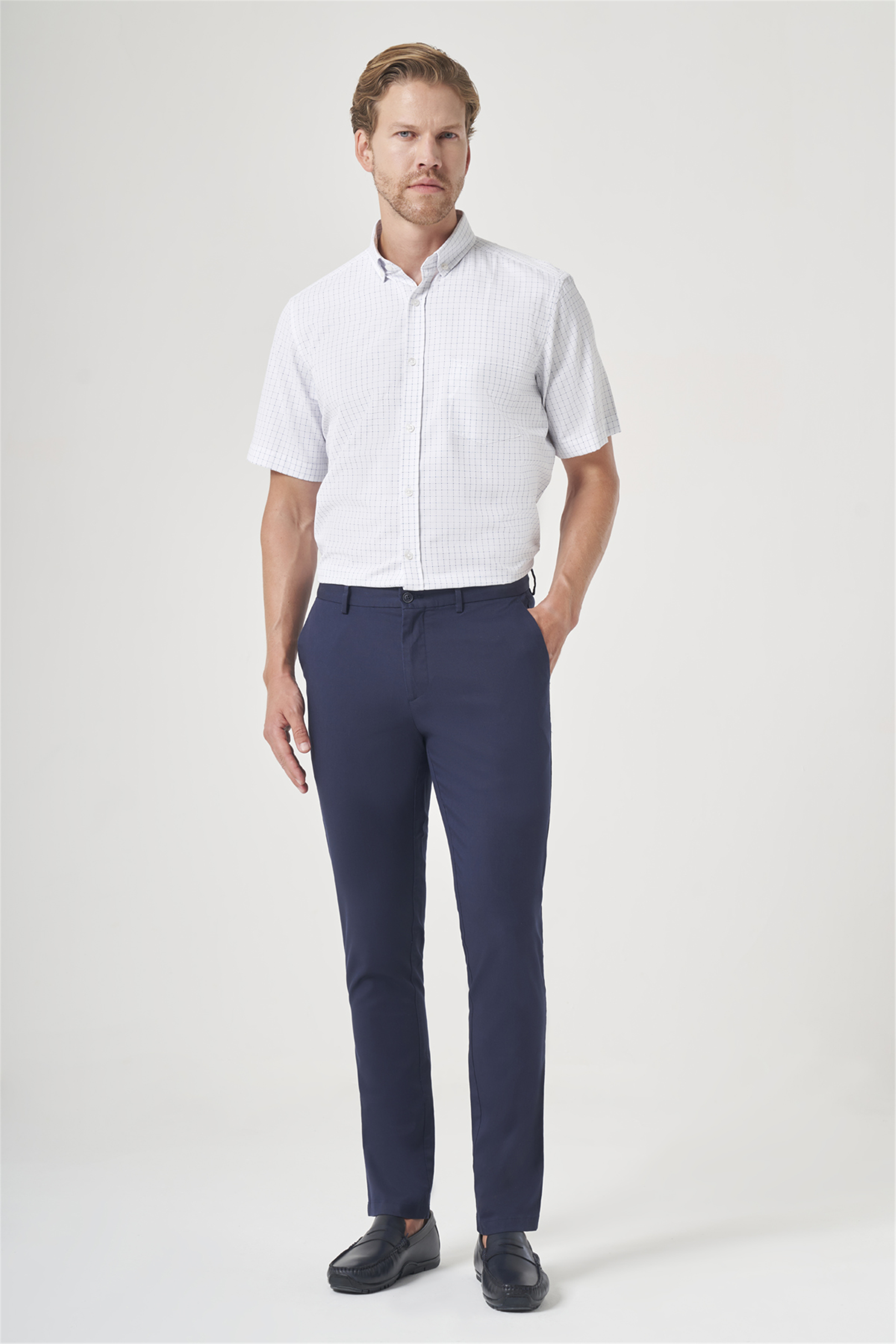 Lacivert Yan Cep Slim Fit Casual Pamuklu Chino Pantolon 1003260178