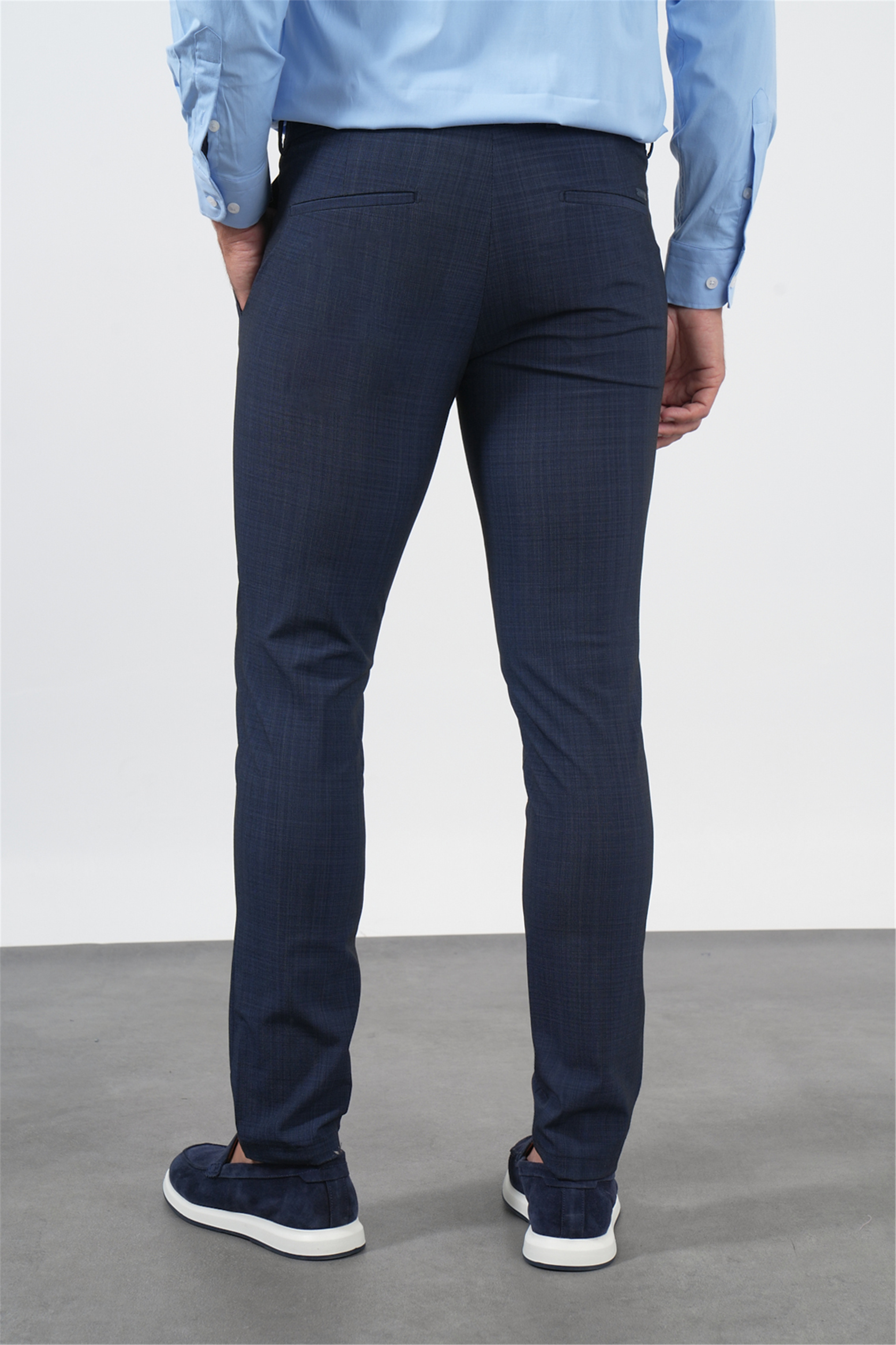 Lacivert Yan Cep Slim Fit Esnek Jogger Pantolon 1003260179