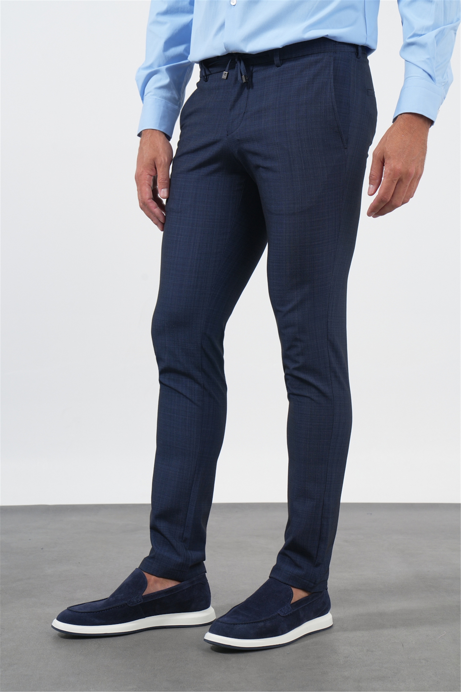 Lacivert Yan Cep Slim Fit Esnek Jogger Pantolon 1003260179