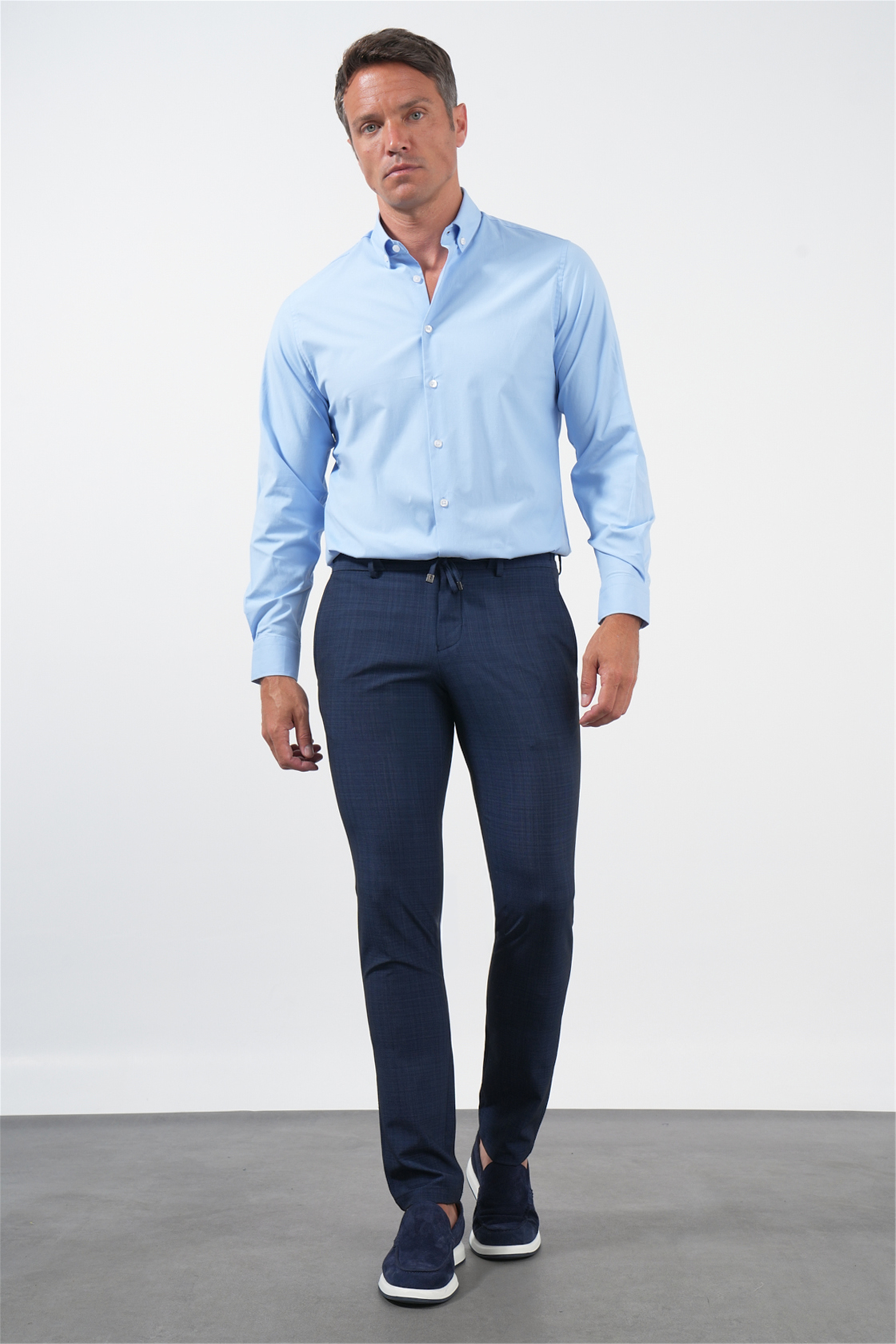 Lacivert Yan Cep Slim Fit Esnek Jogger Pantolon 1003260179