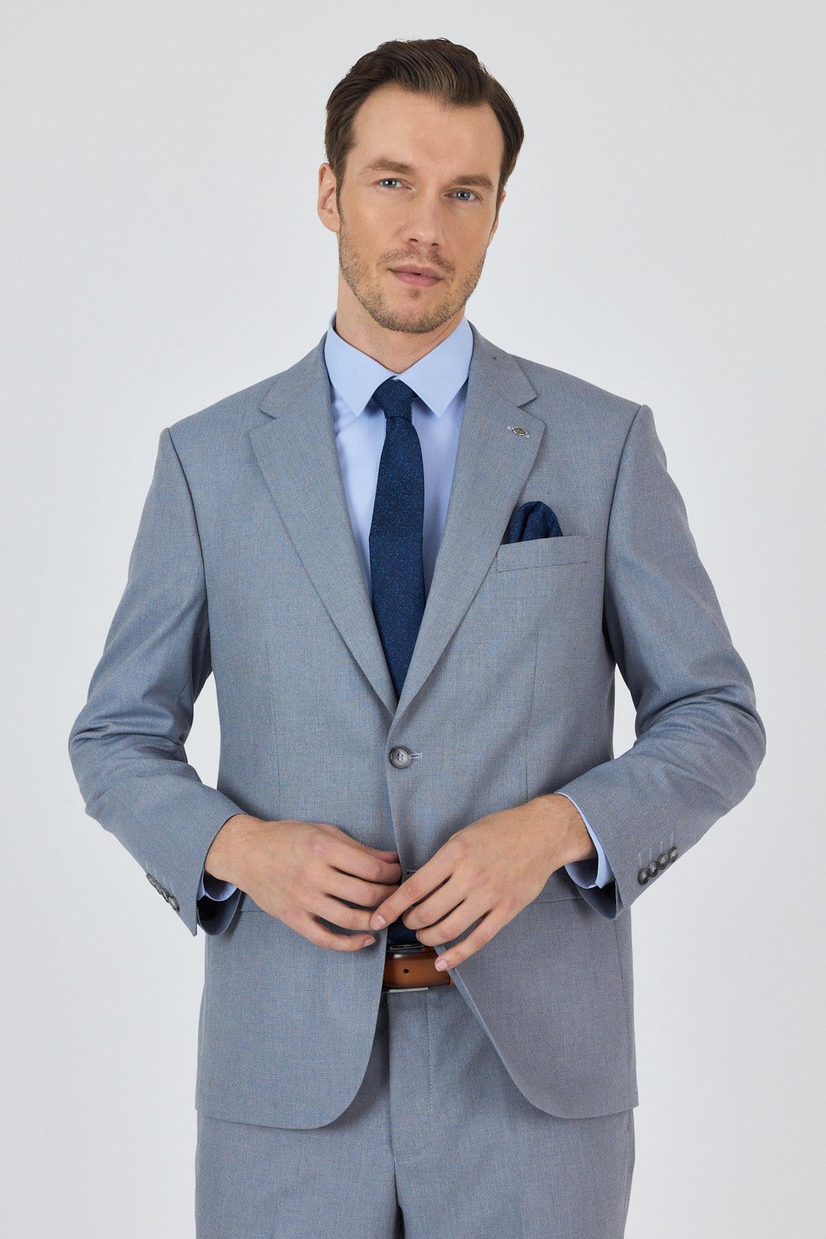 Mono Yaka Astarlı Çift Yırtmaç Esnek 4 Drop Comfort Fit Classic Takım Elbise 1001250160