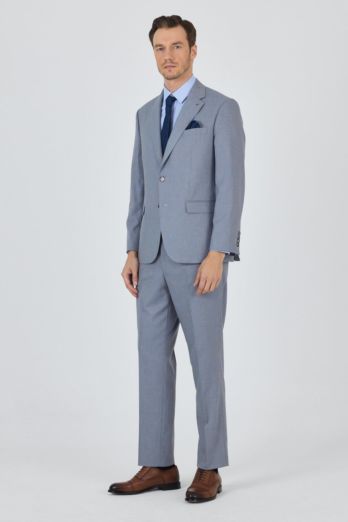 Mono Yaka Astarlı Çift Yırtmaç Esnek 4 Drop Comfort Fit Classic Takım Elbise 1001250160
