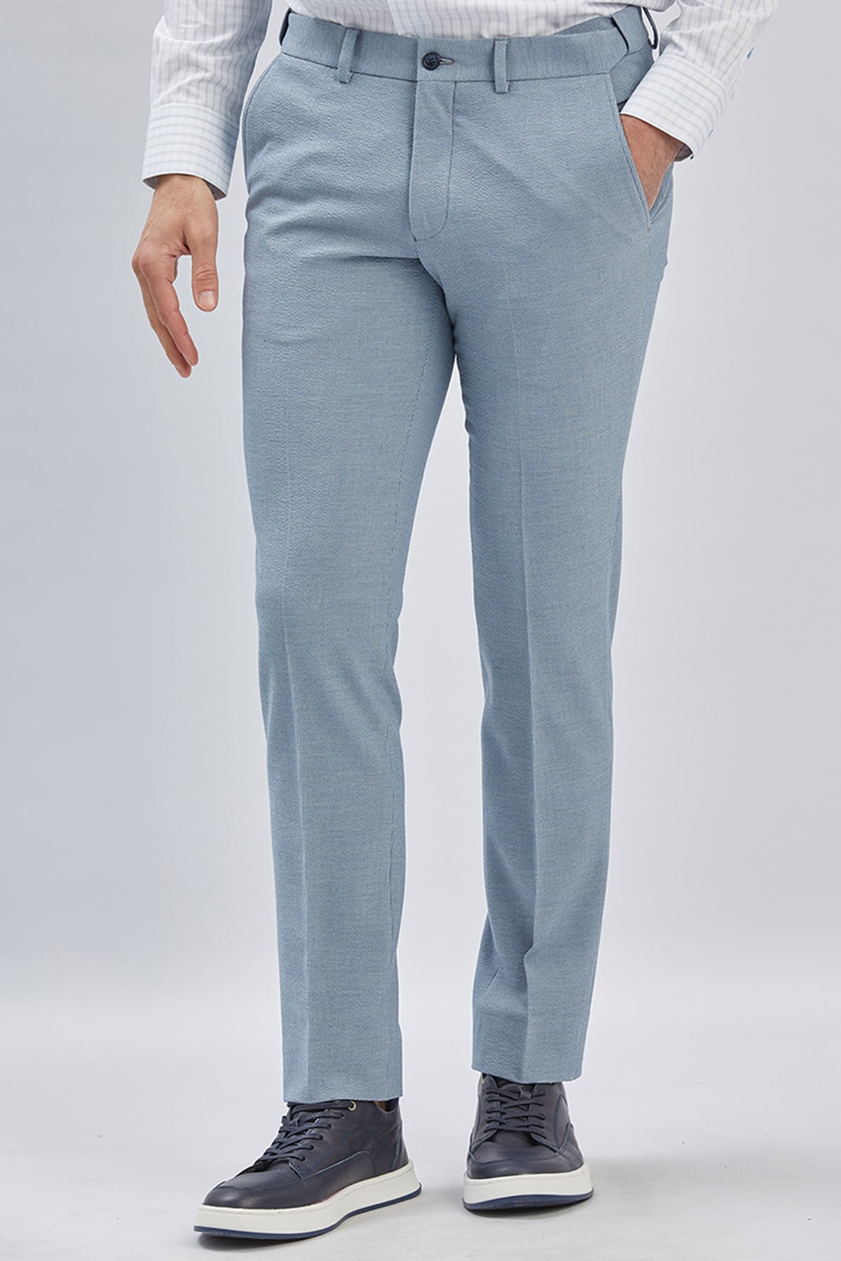 Mavi Esnek Lastikli Yandan Cepli Casual Slim Fit Ayarlanabilir Kemer Pantolon 1003240162